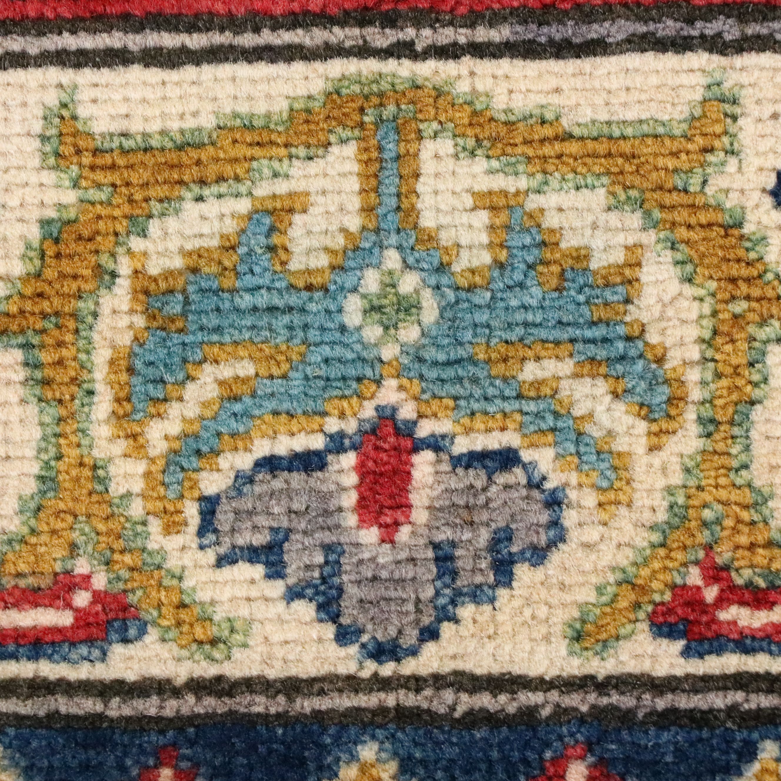 2'8 x 4'3 Hand-Knotted Afghan Kazak Accent Rug