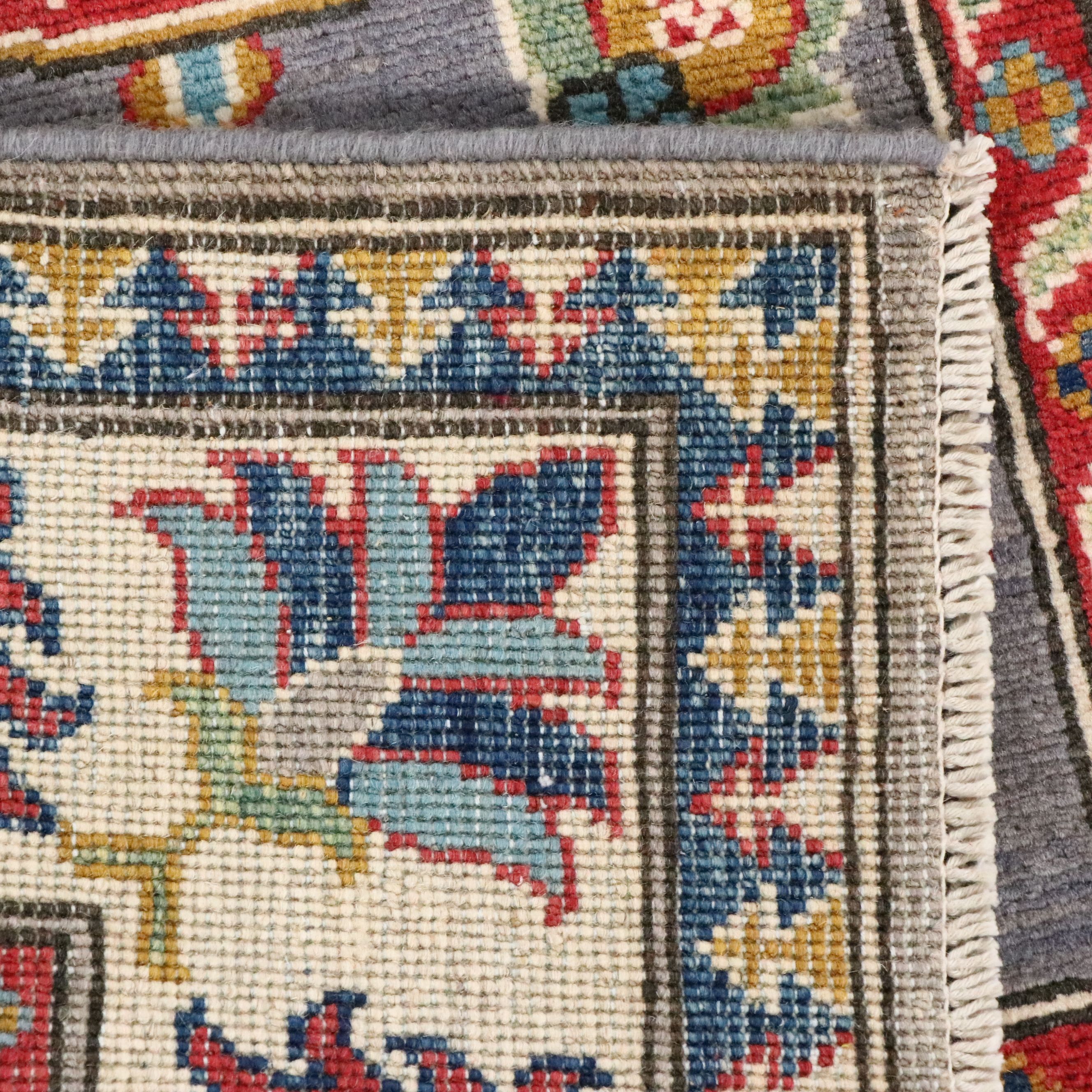 2'8 x 4'3 Hand-Knotted Afghan Kazak Accent Rug