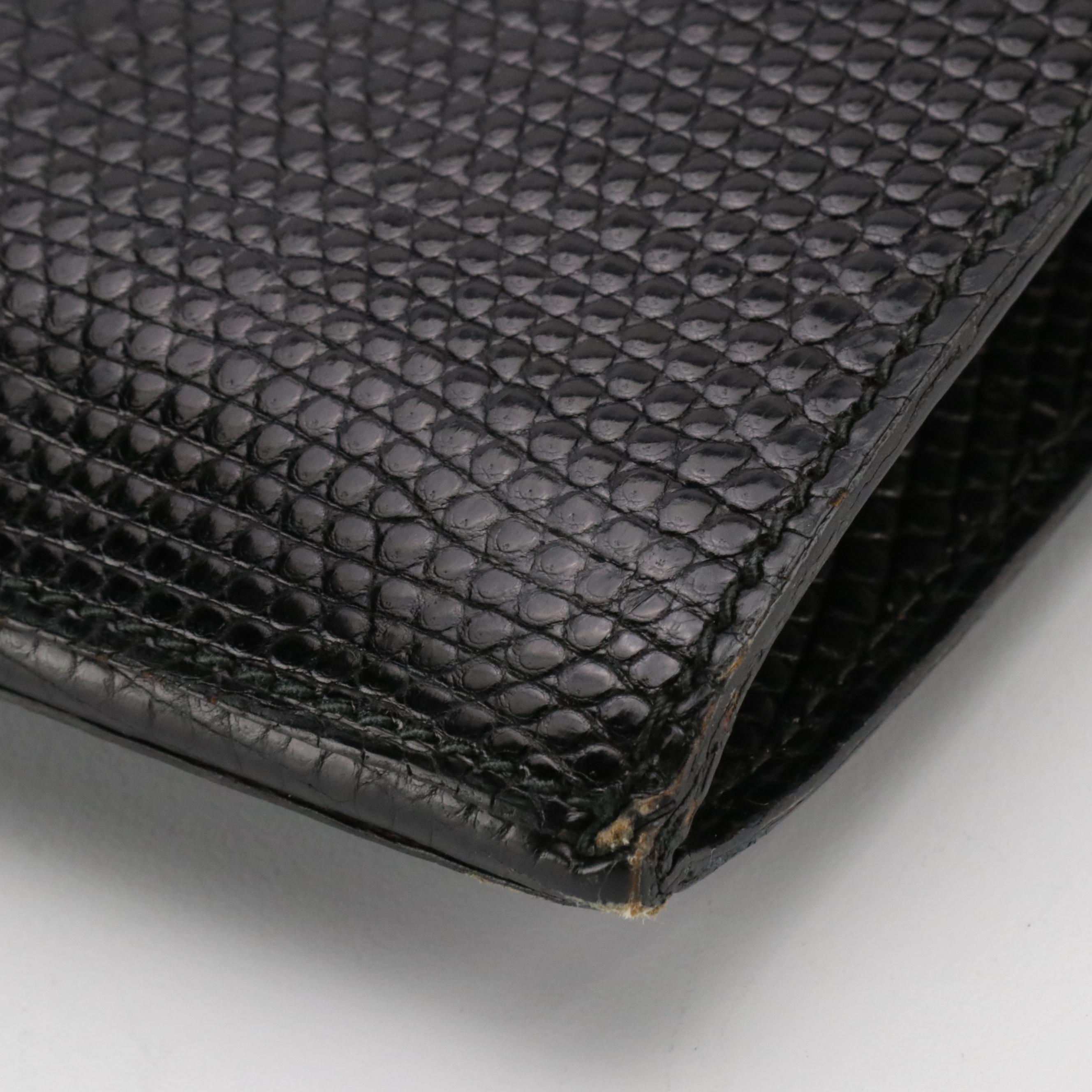 Hermès Vintage Black Lizardskin Leather Shoulder Bag in Box