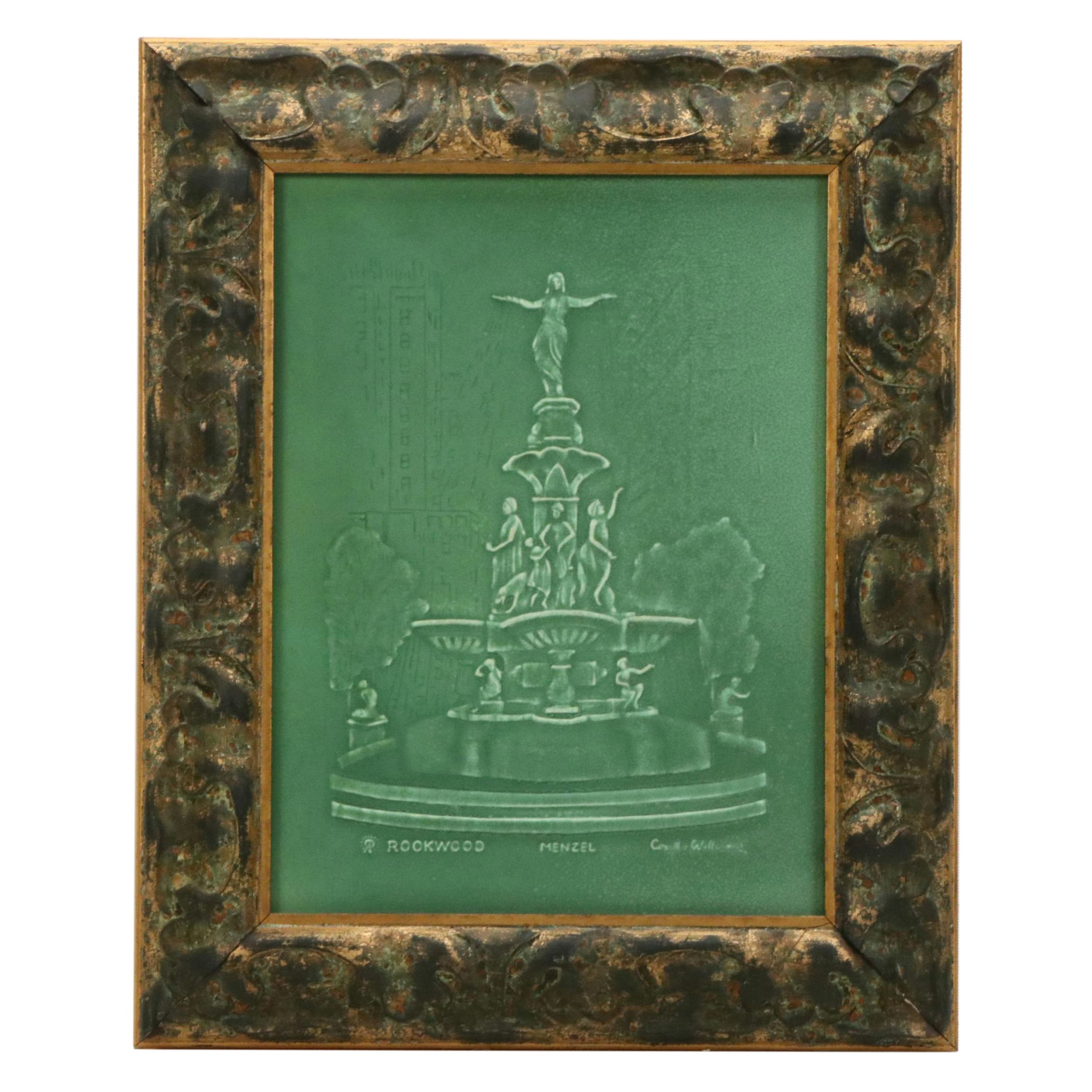 Earl Menzel Rookwood Pottery Tyler Davidson Fountain Plaque, 1957