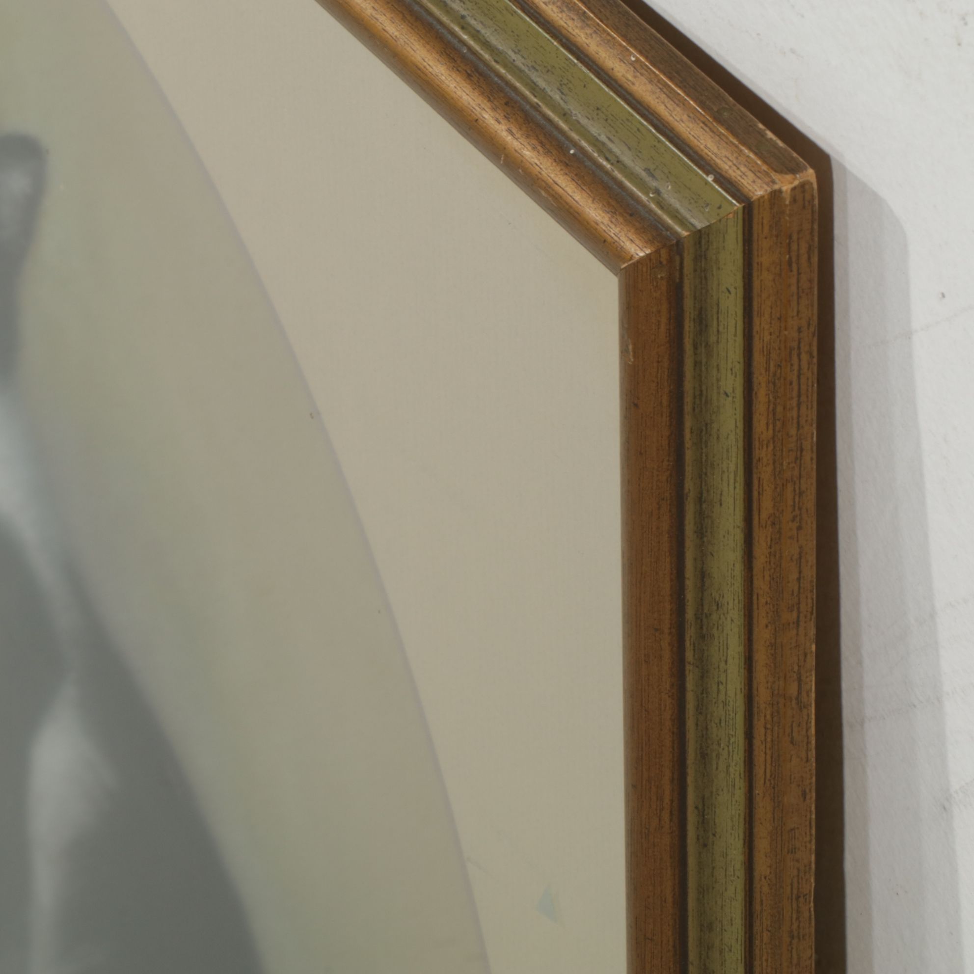 Realistic Charcoal and Pastel Portrait Drawing of a Seated Tuxedo Cat, 1985