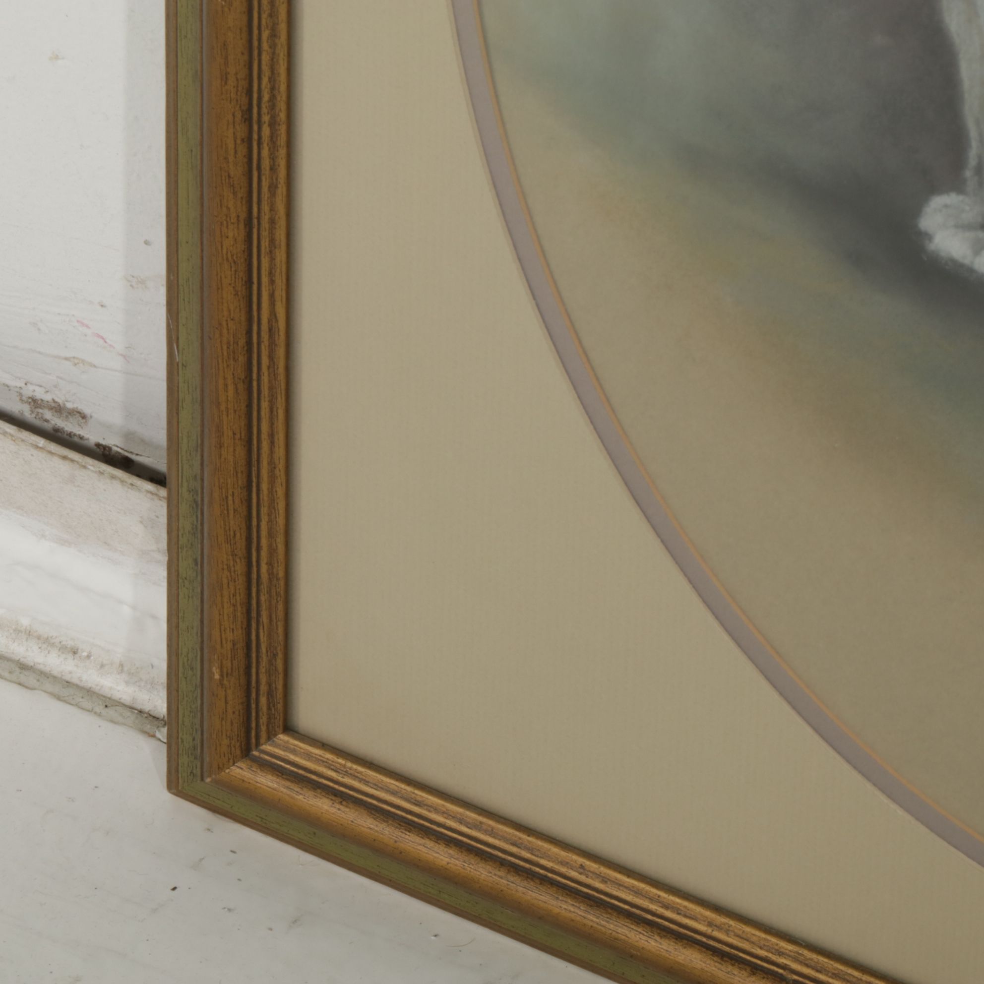 Realistic Charcoal and Pastel Portrait Drawing of a Seated Tuxedo Cat, 1985