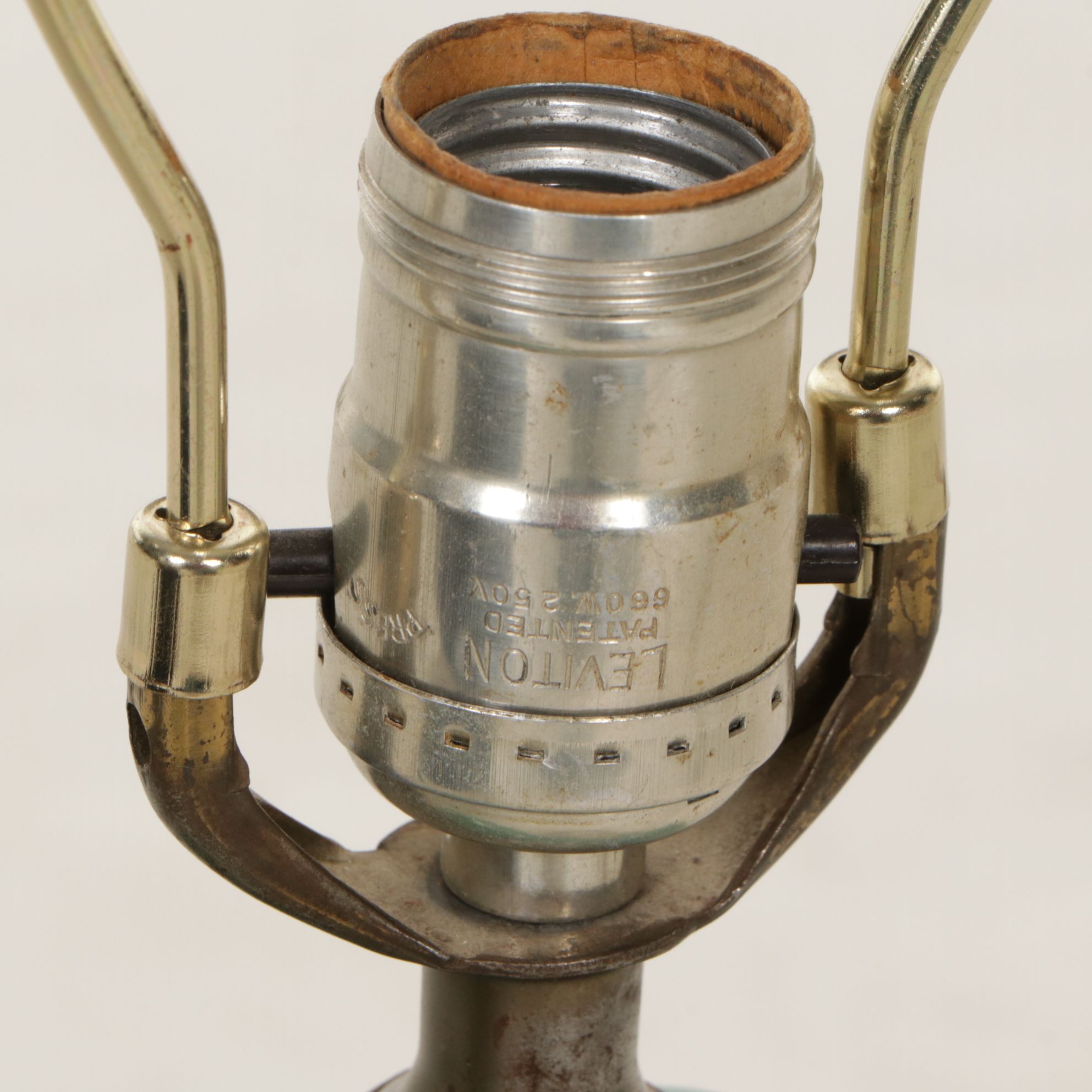 Mid Century Modern Trojan Horse Table Lamp with Black Silk Shade