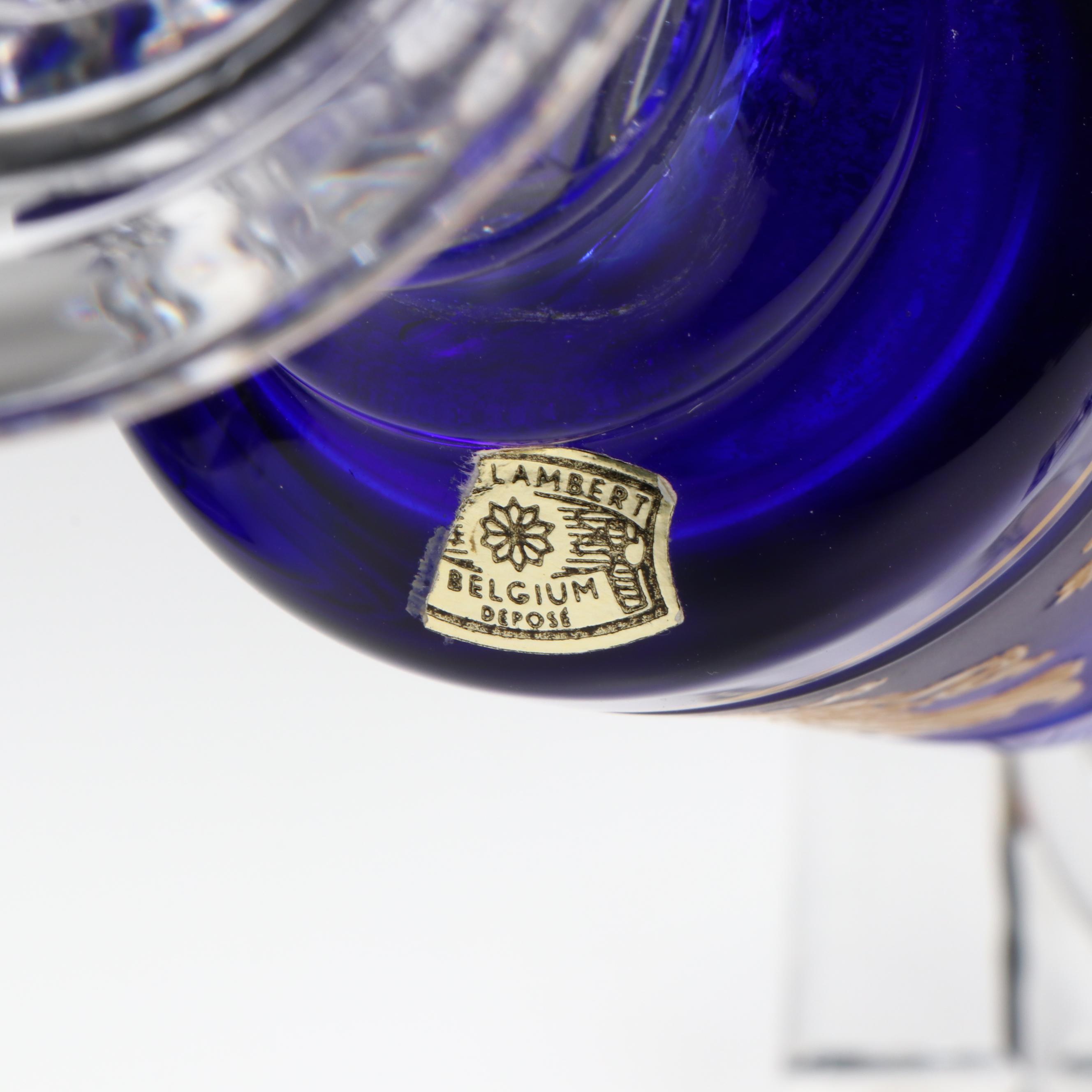 Val St. Lambert "Danse de Flore" Footed Bowl and Candlesticks Garniture Set