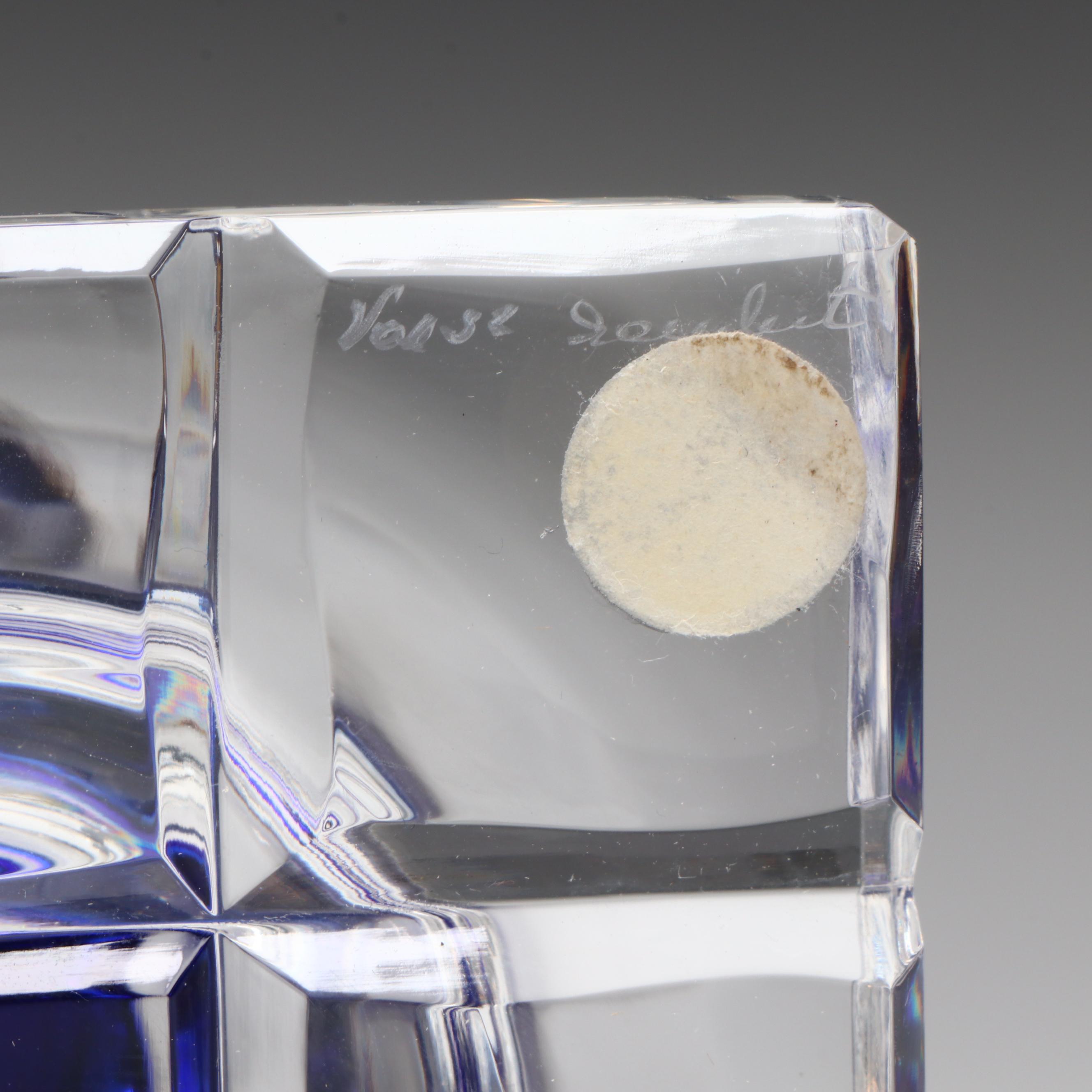 Val St. Lambert "Danse de Flore" Footed Bowl and Candlesticks Garniture Set