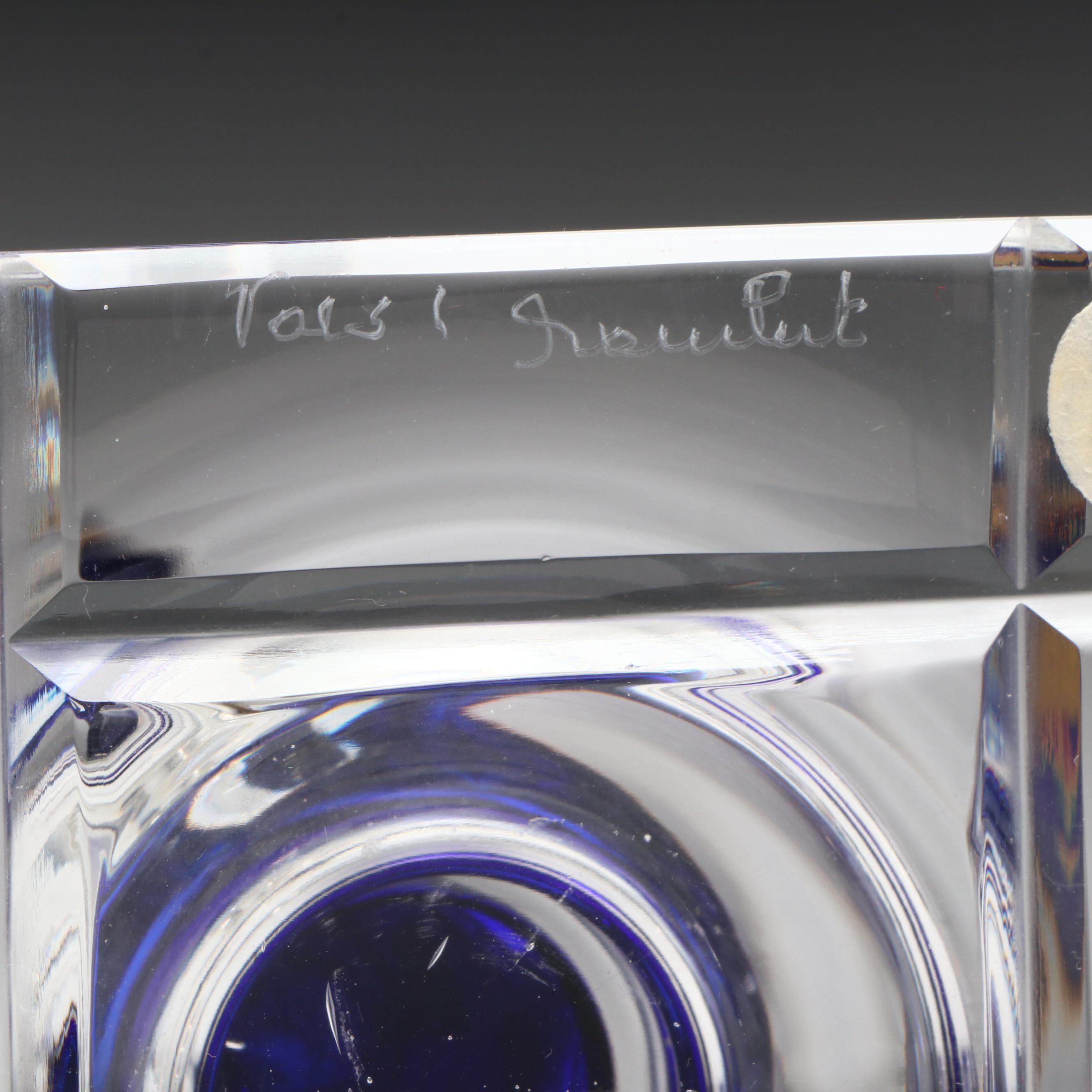 Val St. Lambert "Danse de Flore" Footed Bowl and Candlesticks Garniture Set