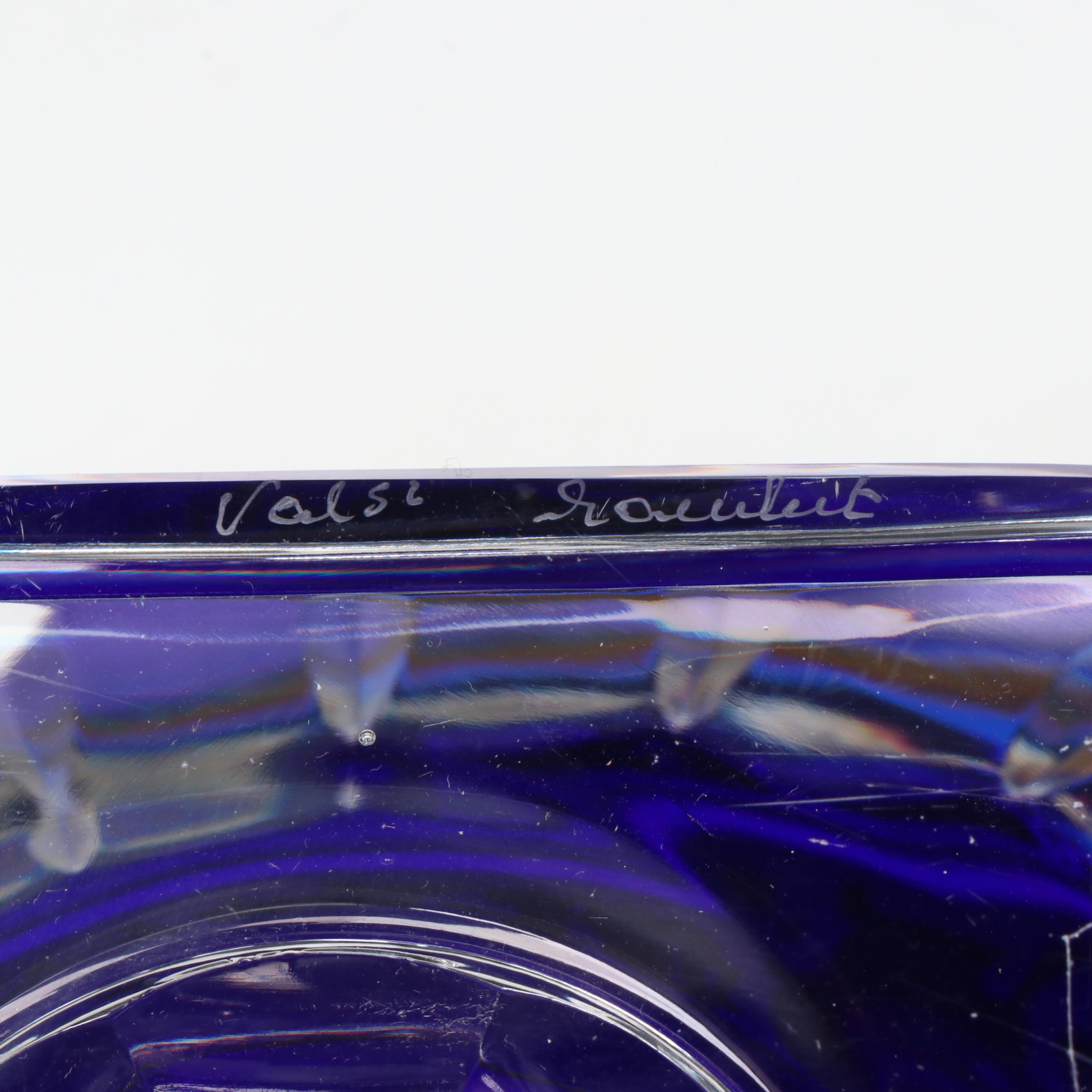 Val St. Lambert "Danse de Flore" Footed Bowl and Candlesticks Garniture Set