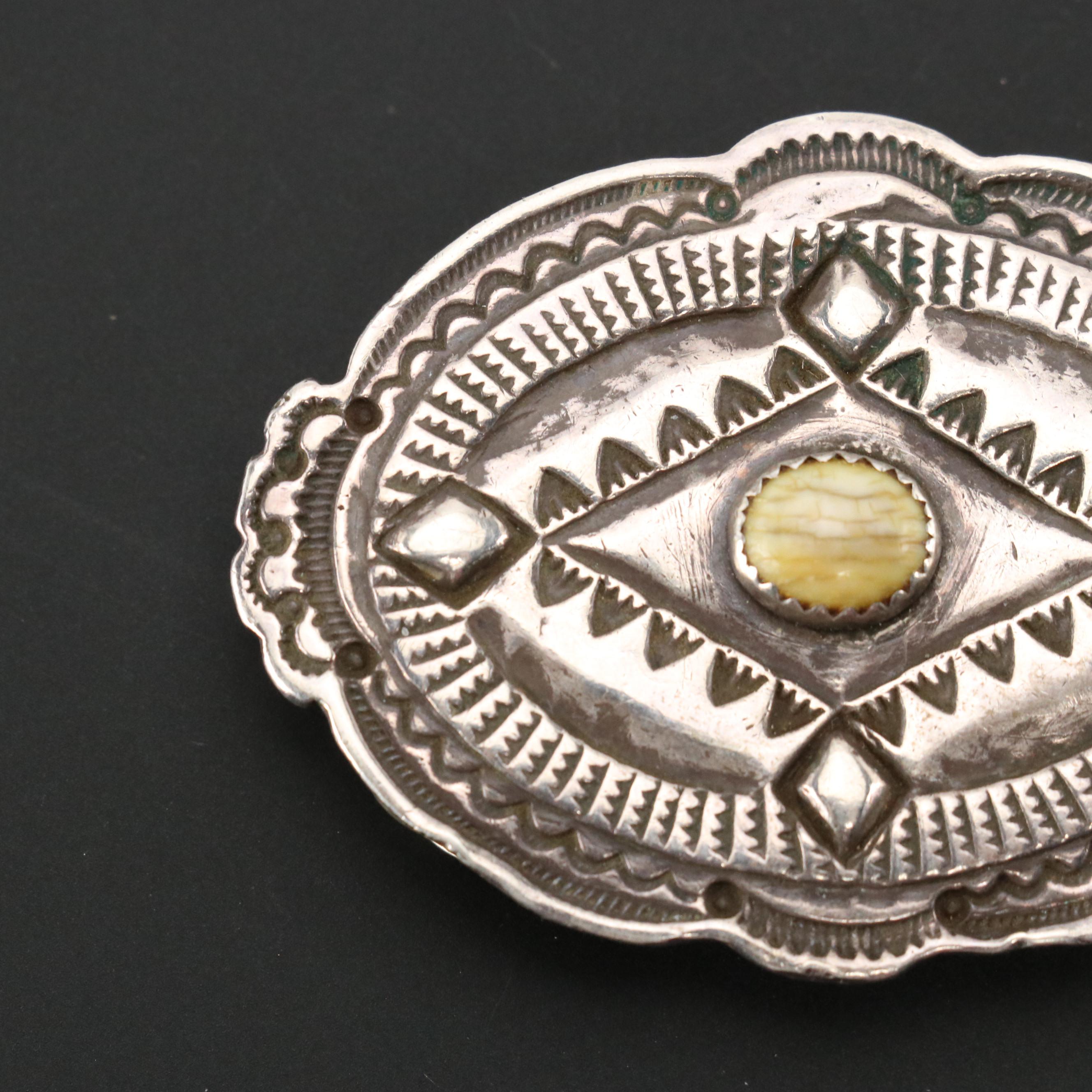 Southwestern Sterling Silver Gemstone Concho and Metal Money Clip
