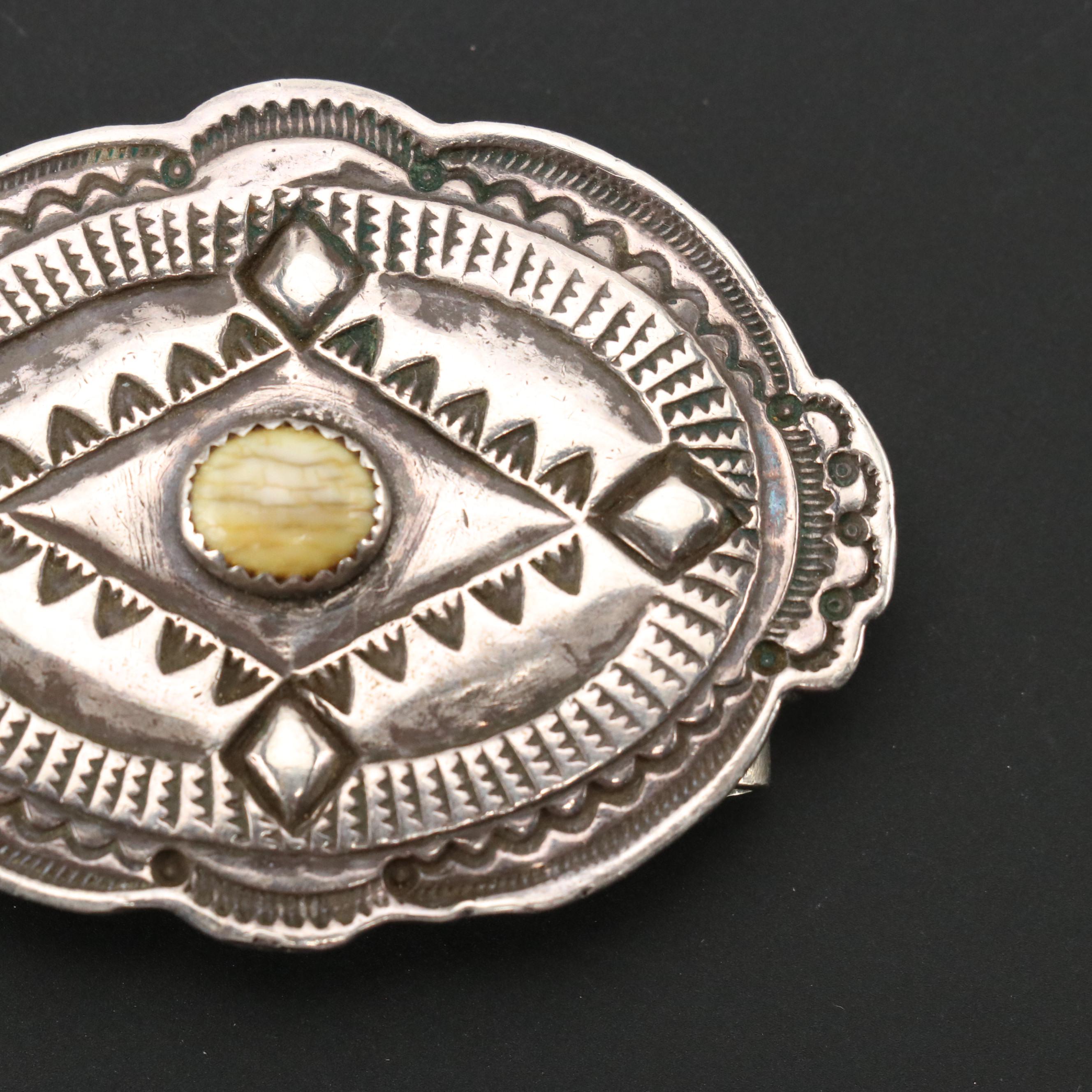 Southwestern Sterling Silver Gemstone Concho and Metal Money Clip