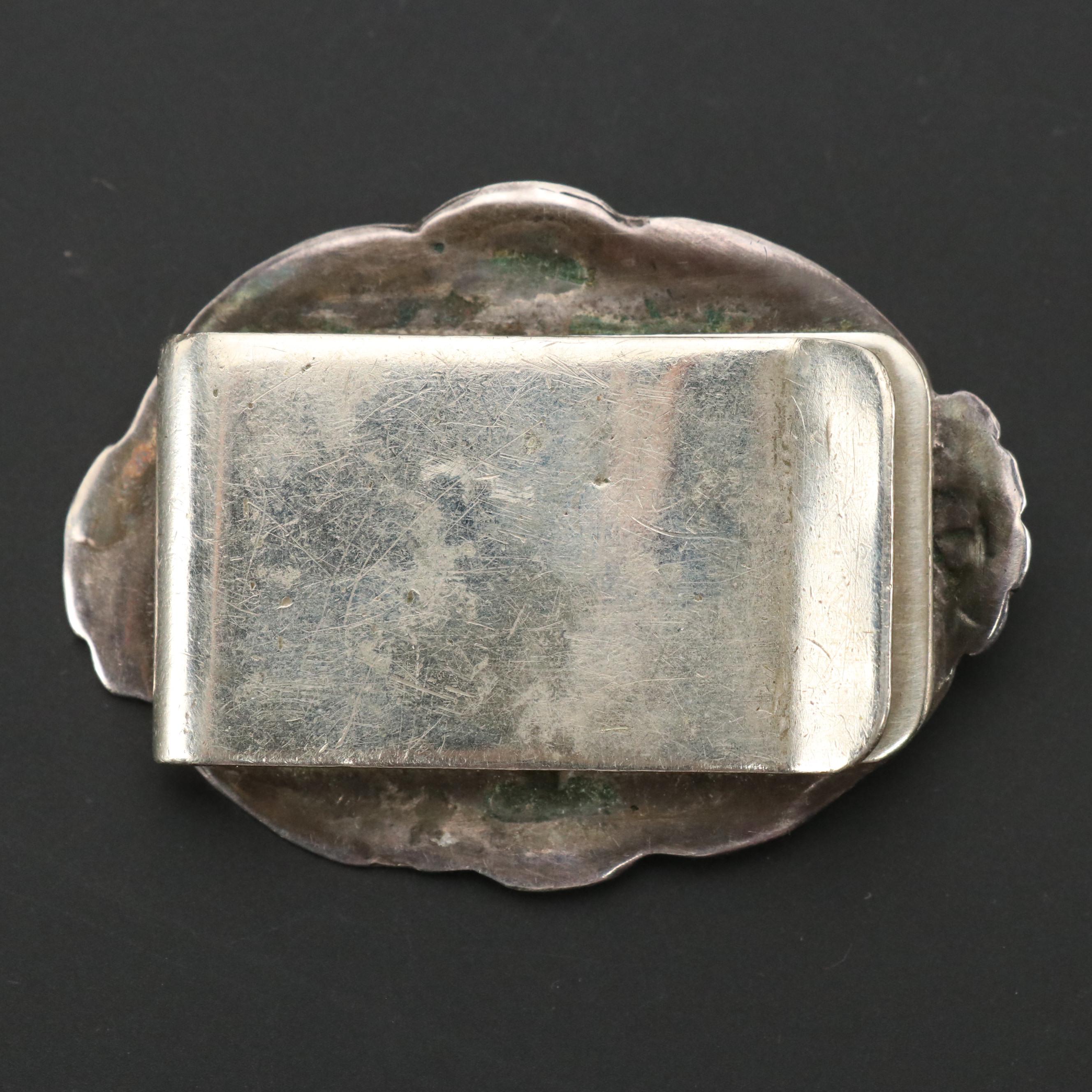 Southwestern Sterling Silver Gemstone Concho and Metal Money Clip