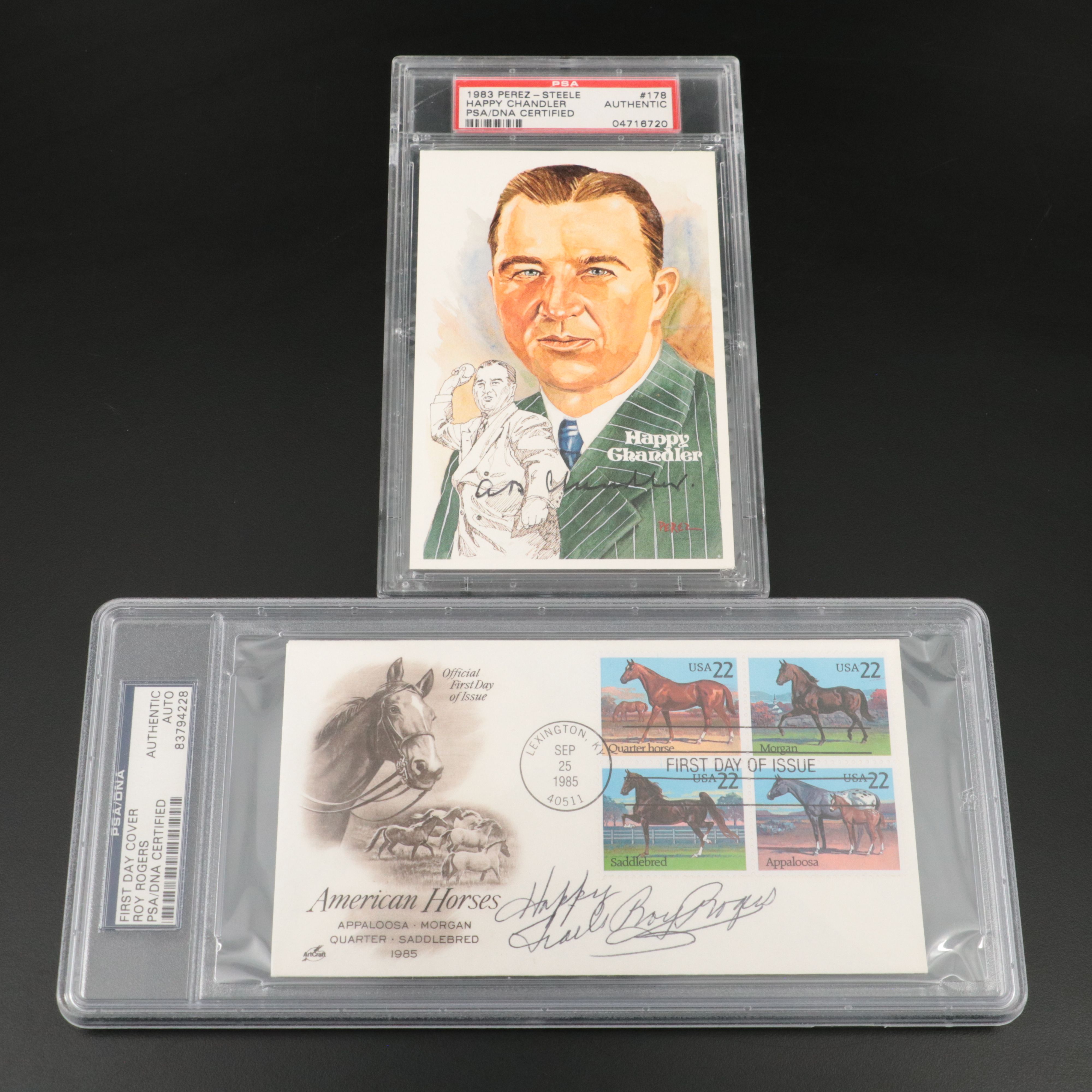 Roy Rogers and Happy Chandler Signatures, PSA