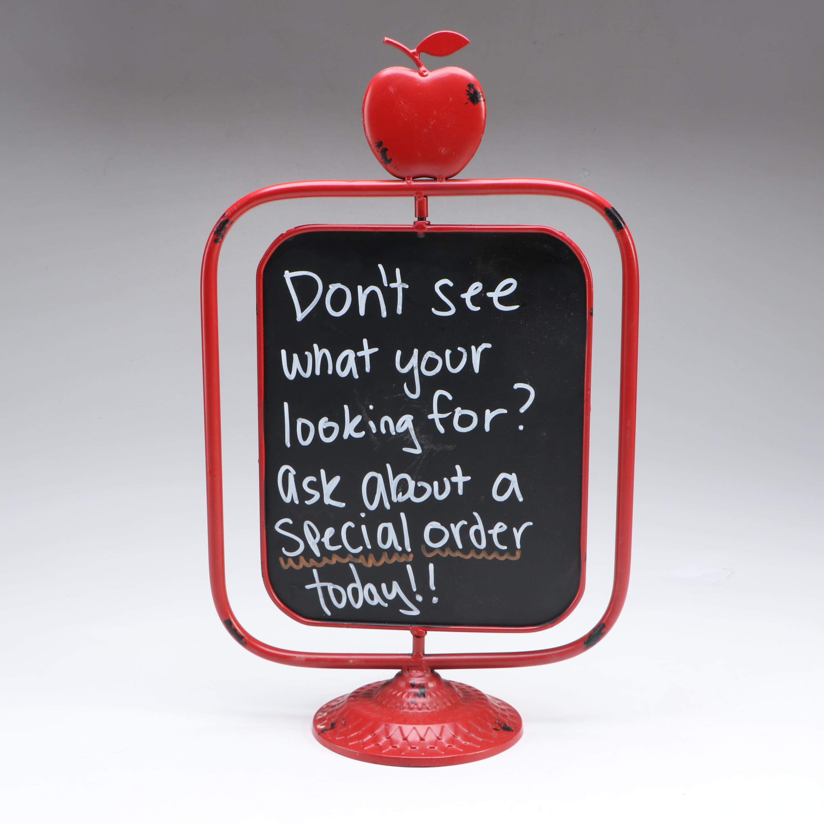 Americana Red Apple Chalkboard Sign