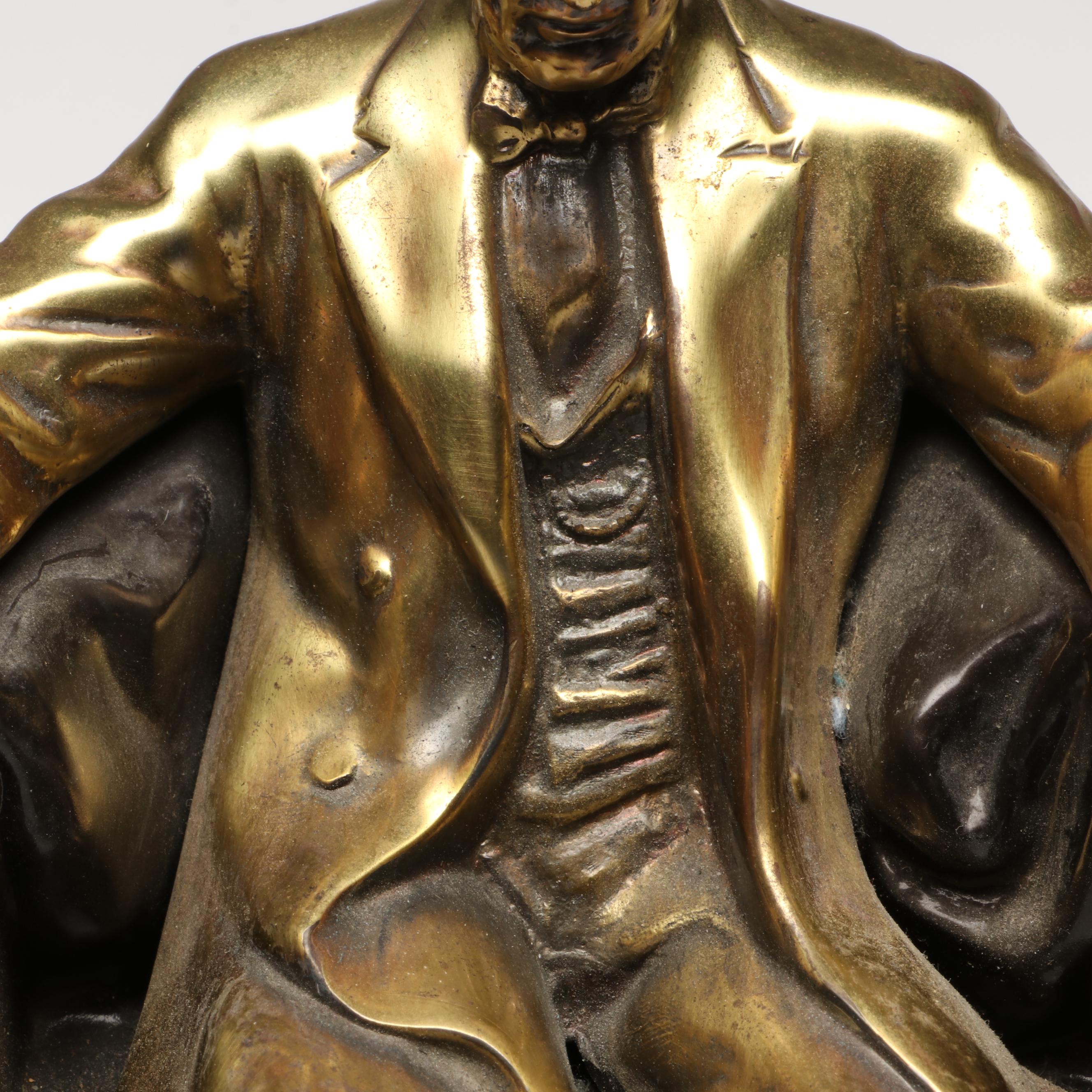 Philadelphia Mfg. Co. "Lincoln In The Chair" Marble and Brass Bookends