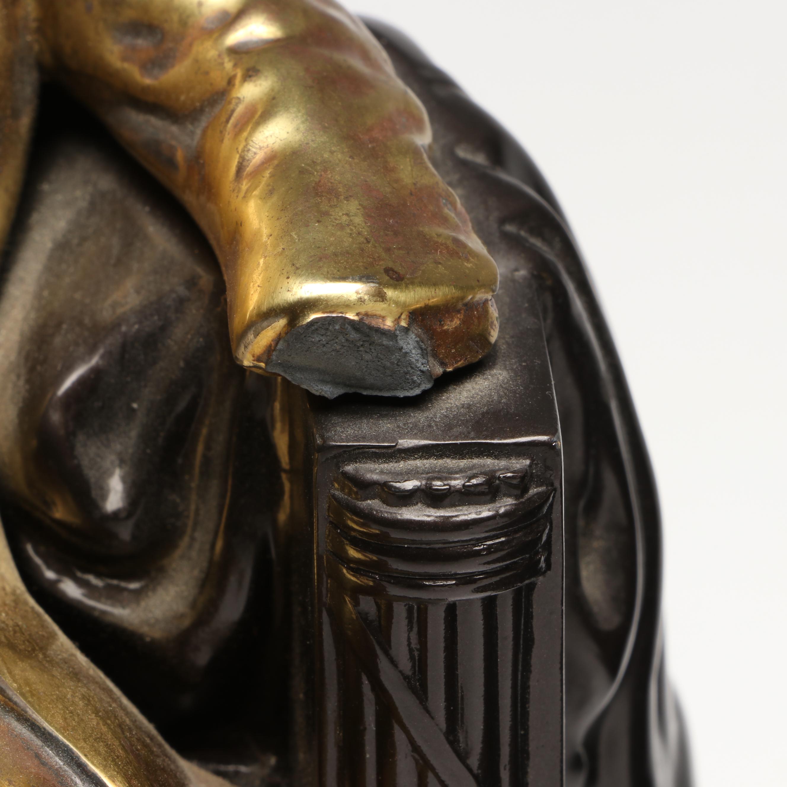 Philadelphia Mfg. Co. "Lincoln In The Chair" Marble and Brass Bookends