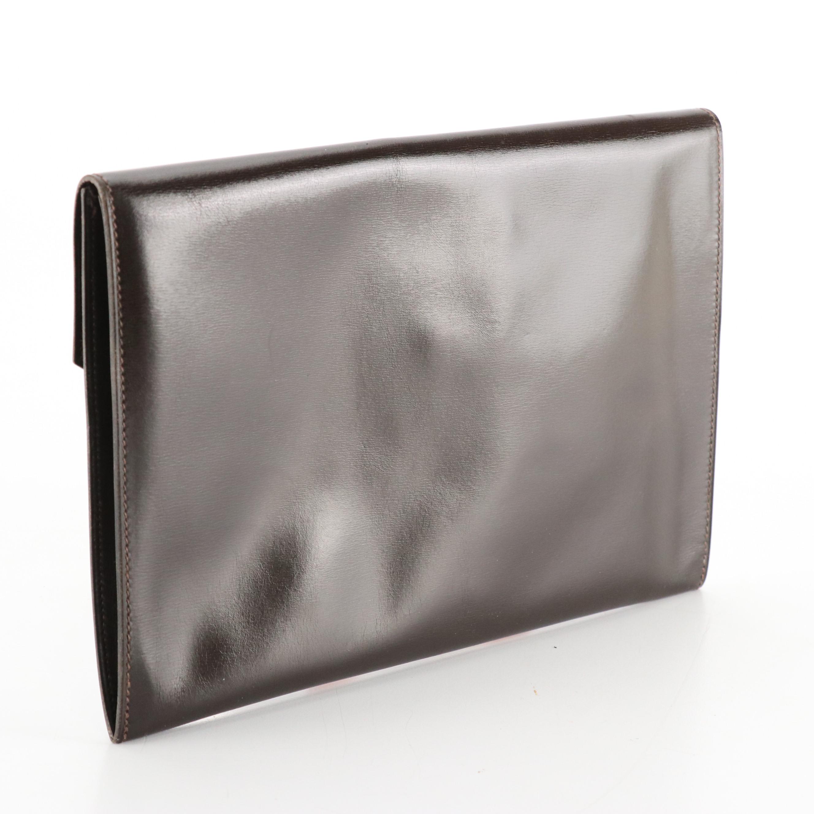Hermès Rio Envelope Clutch in Dark Brown Gulliver Leather, 1970s