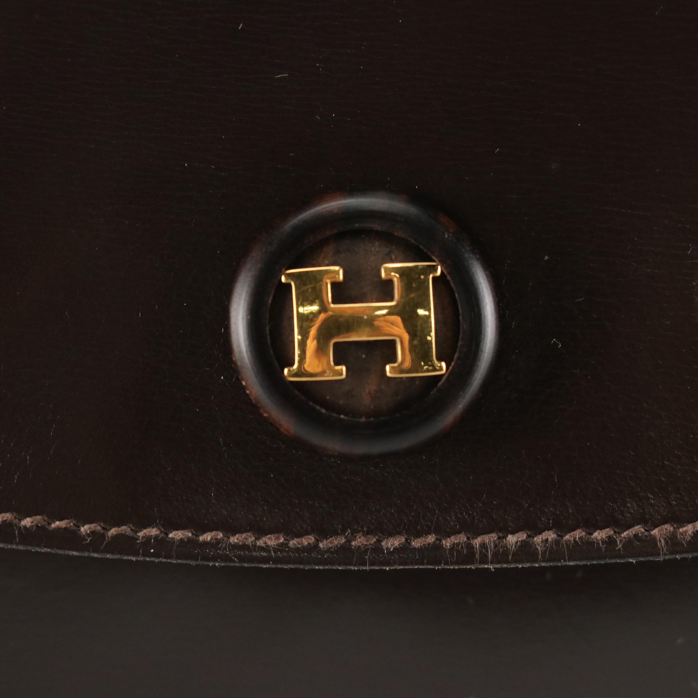 Hermès Rio Envelope Clutch in Dark Brown Gulliver Leather, 1970s