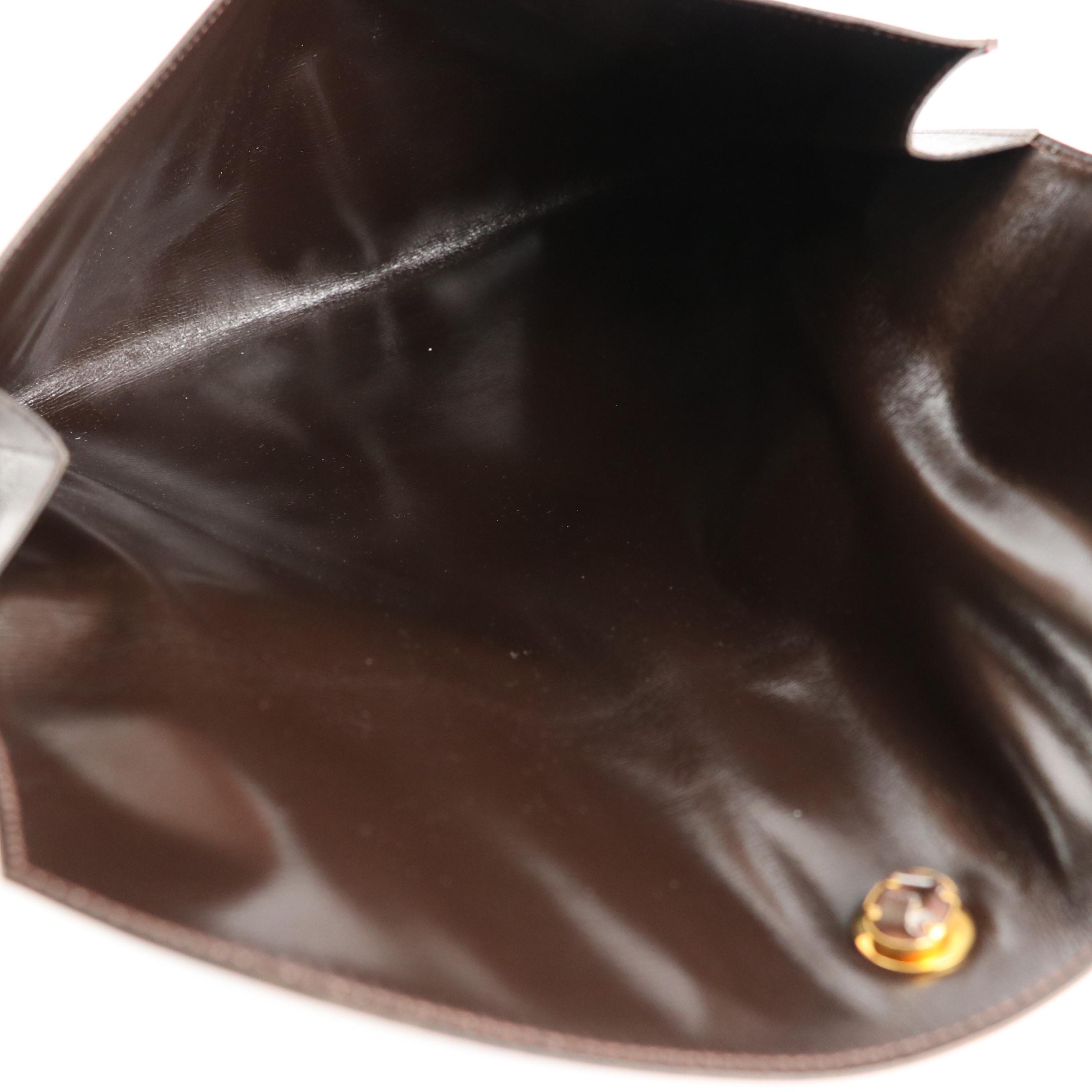 Hermès Rio Envelope Clutch in Dark Brown Gulliver Leather, 1970s