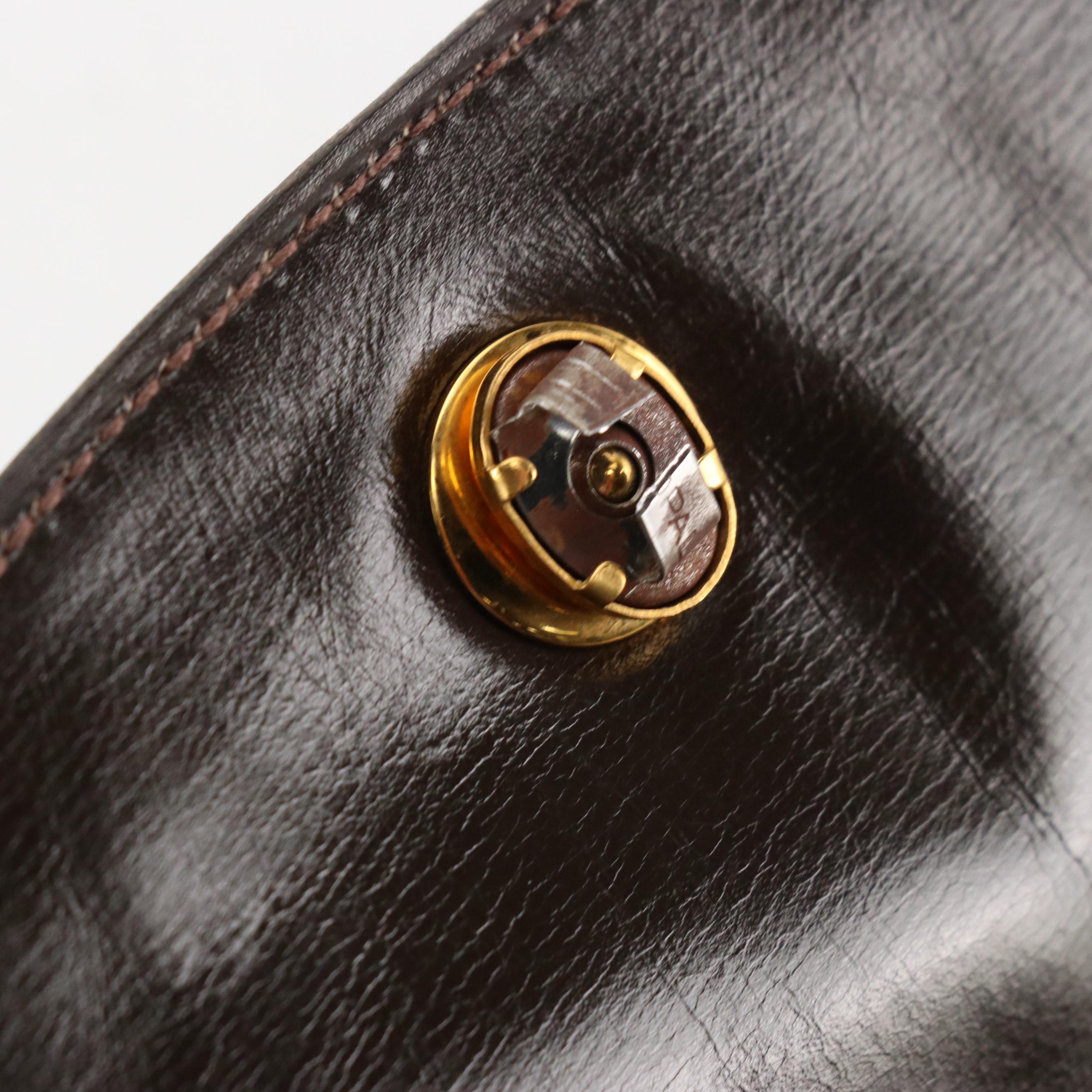 Hermès Rio Envelope Clutch in Dark Brown Gulliver Leather, 1970s