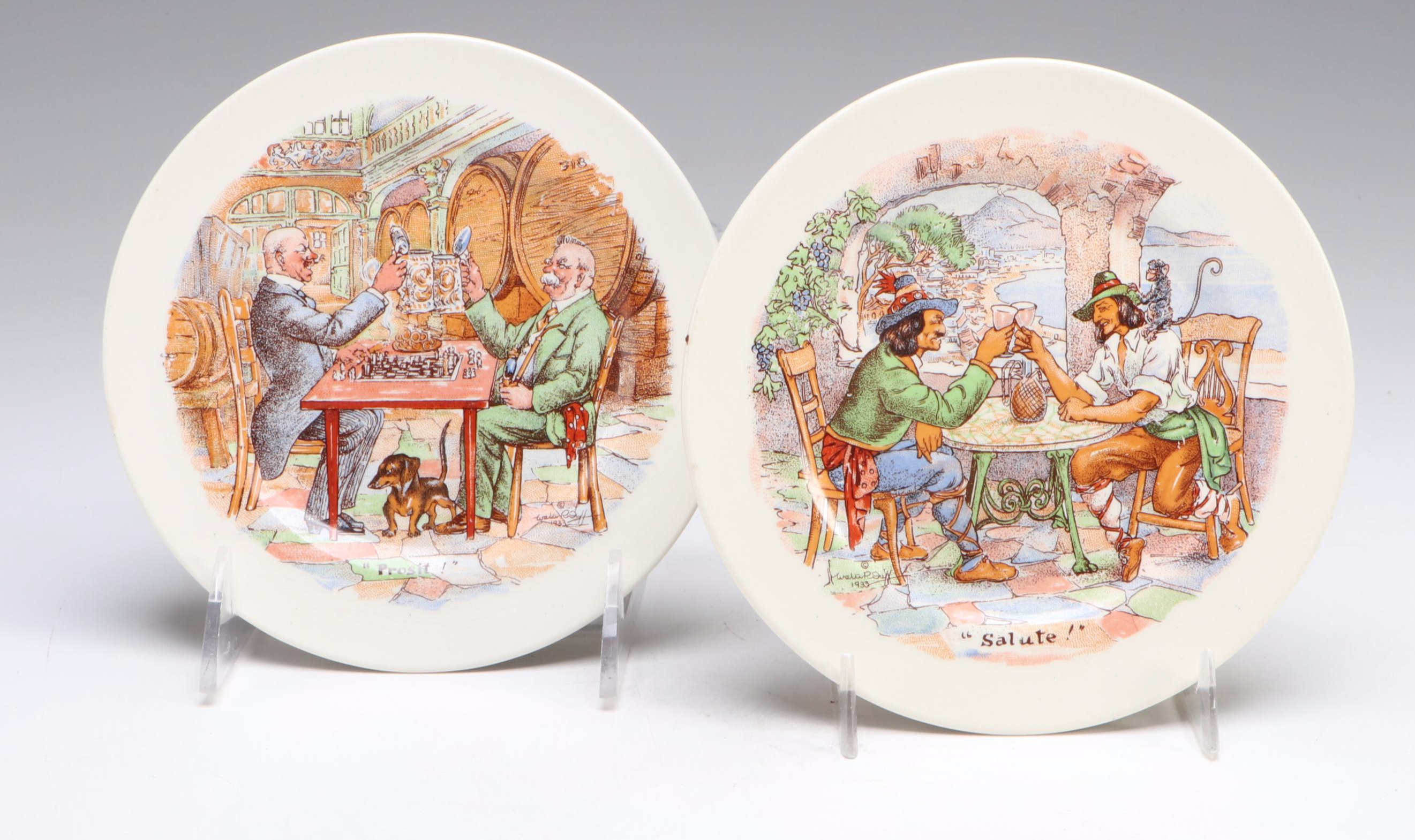 Fondeville English "International Toasts Series" Ceramic Transferware Plates