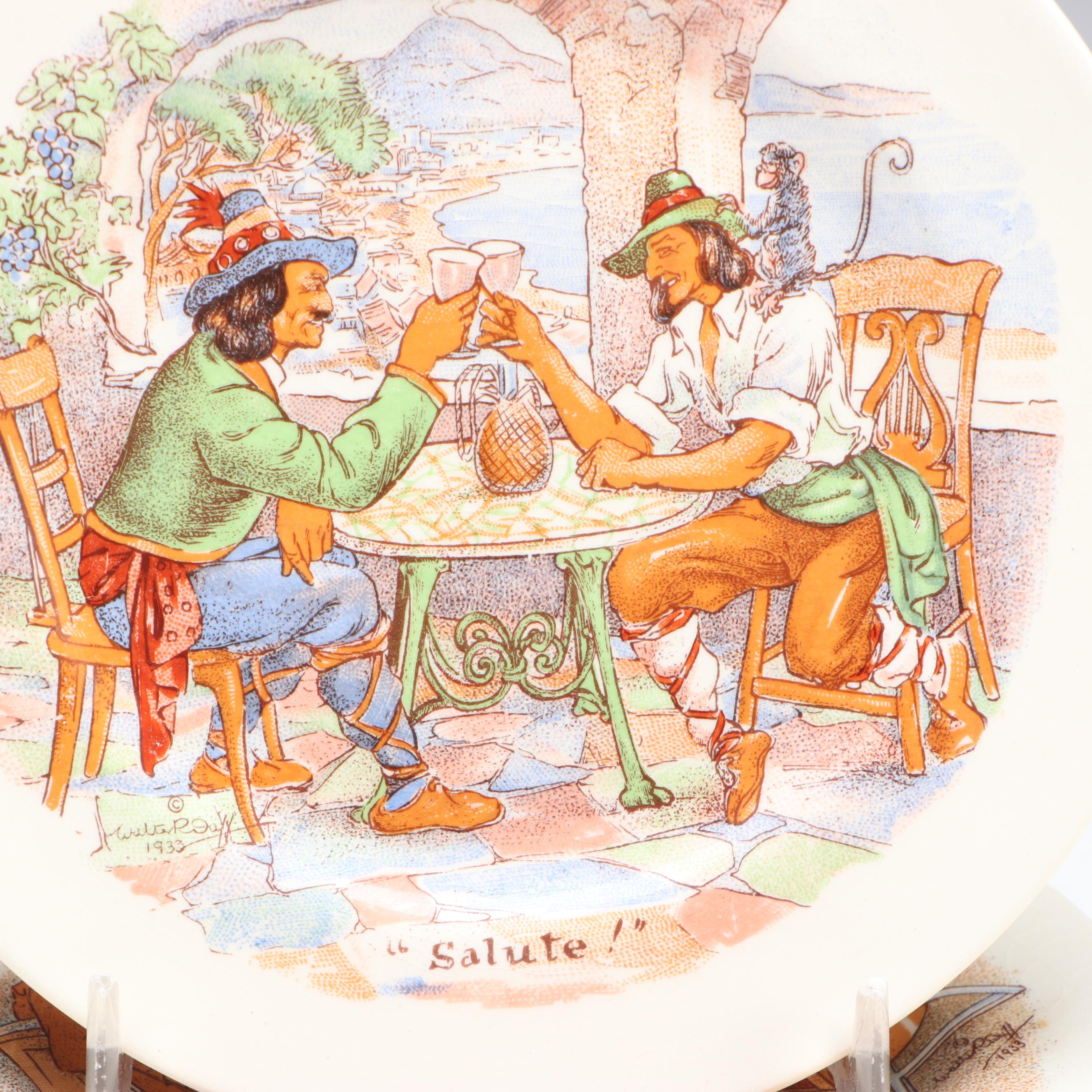 Fondeville English "International Toasts Series" Ceramic Transferware Plates