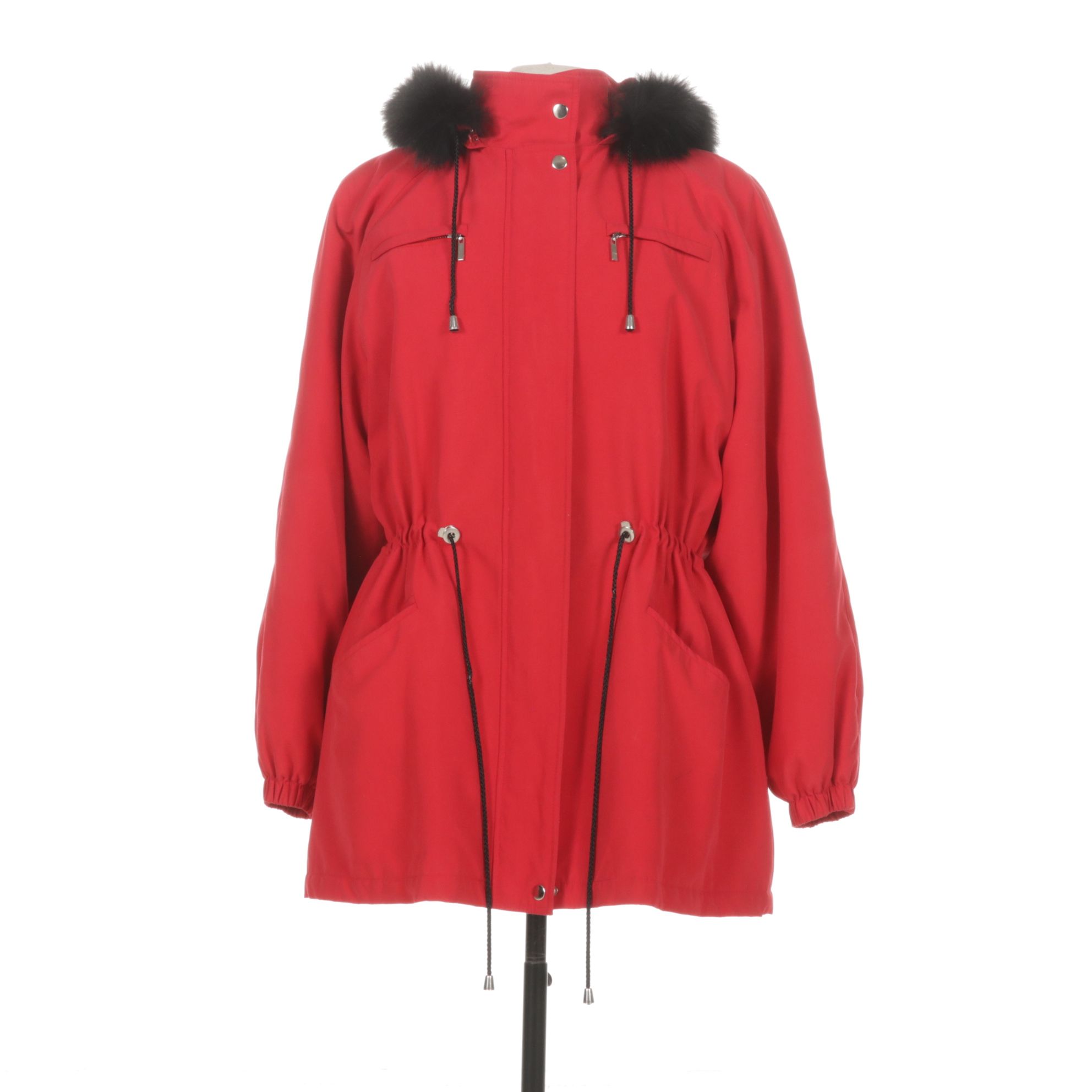 Red Parka with Dyed Fox Fur Trim Hood