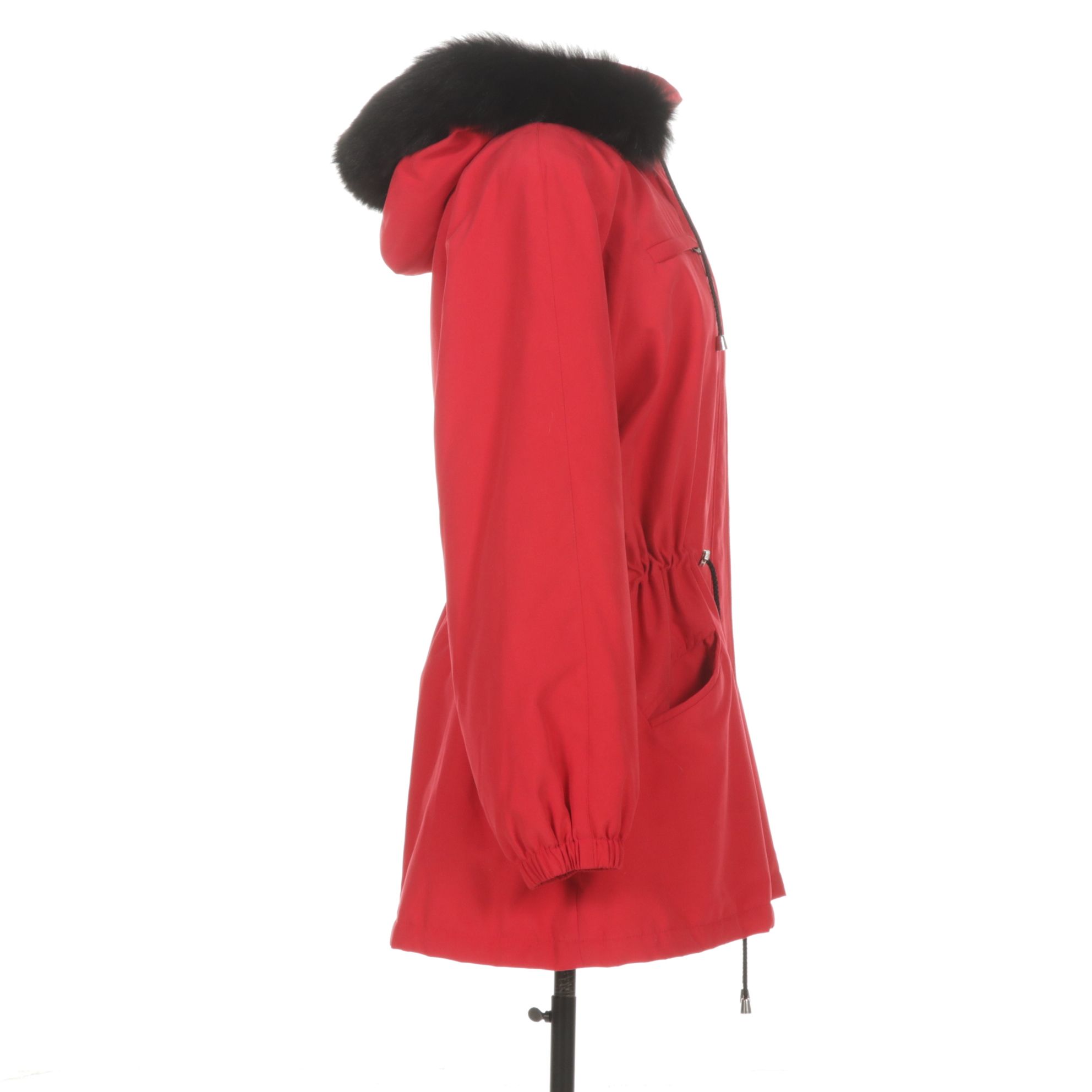 Red Parka with Dyed Fox Fur Trim Hood