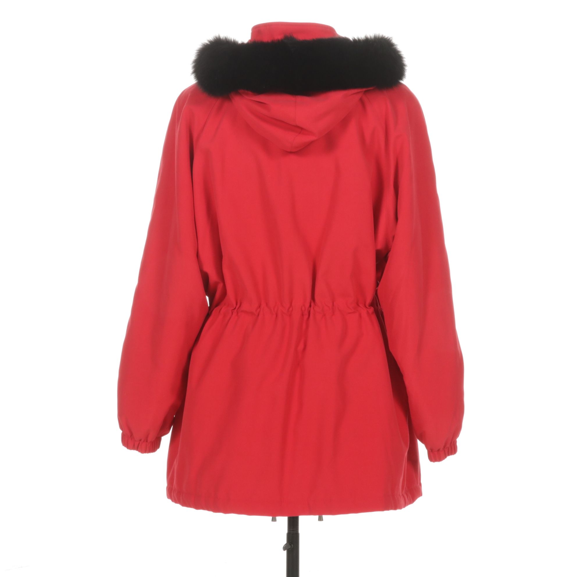 Red Parka with Dyed Fox Fur Trim Hood