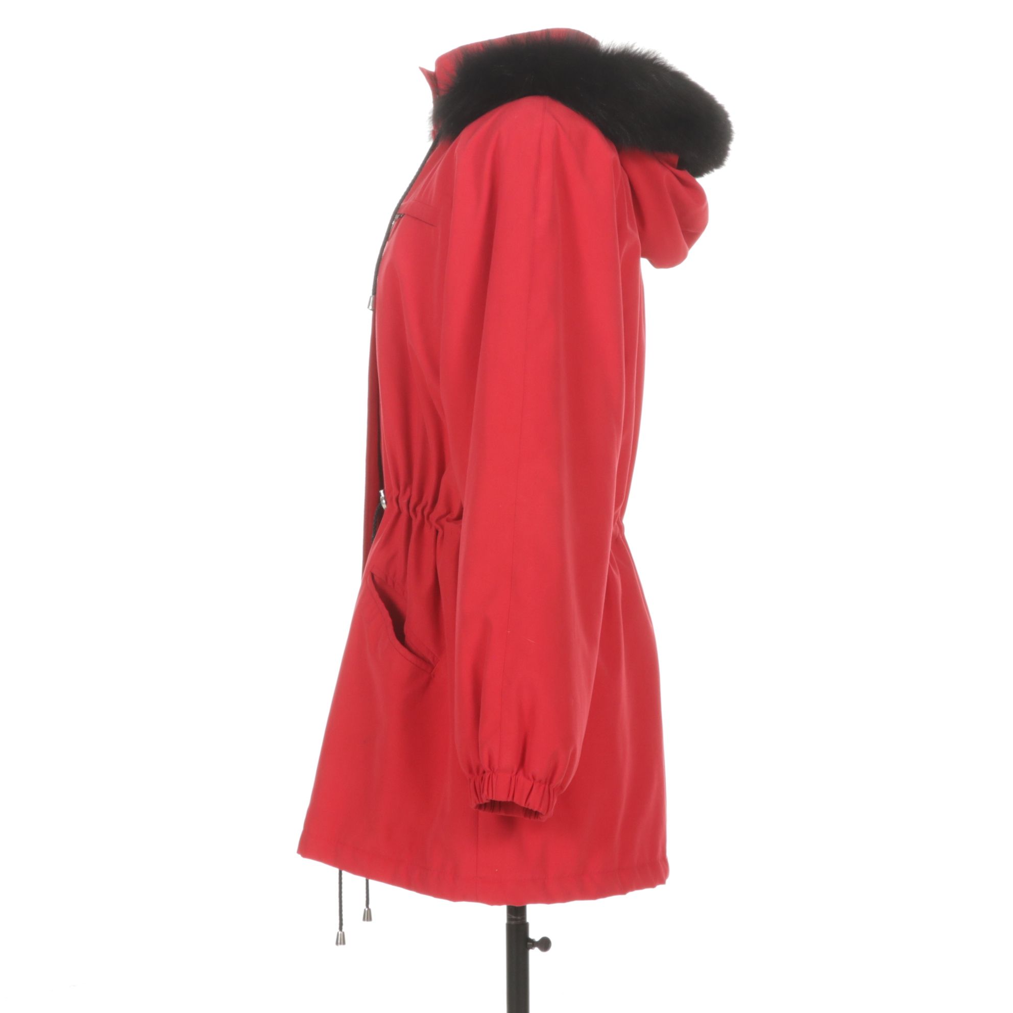 Red Parka with Dyed Fox Fur Trim Hood