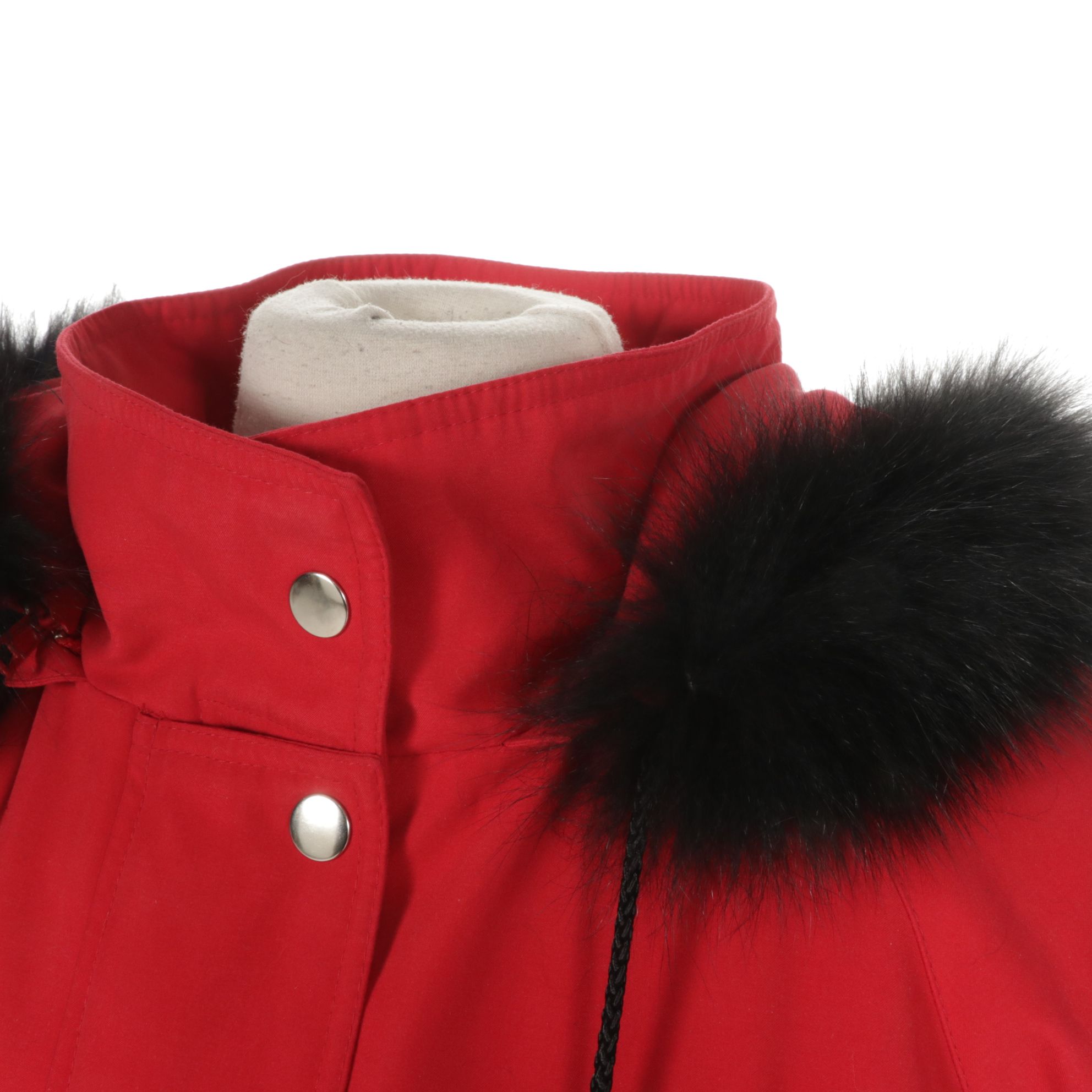 Red Parka with Dyed Fox Fur Trim Hood
