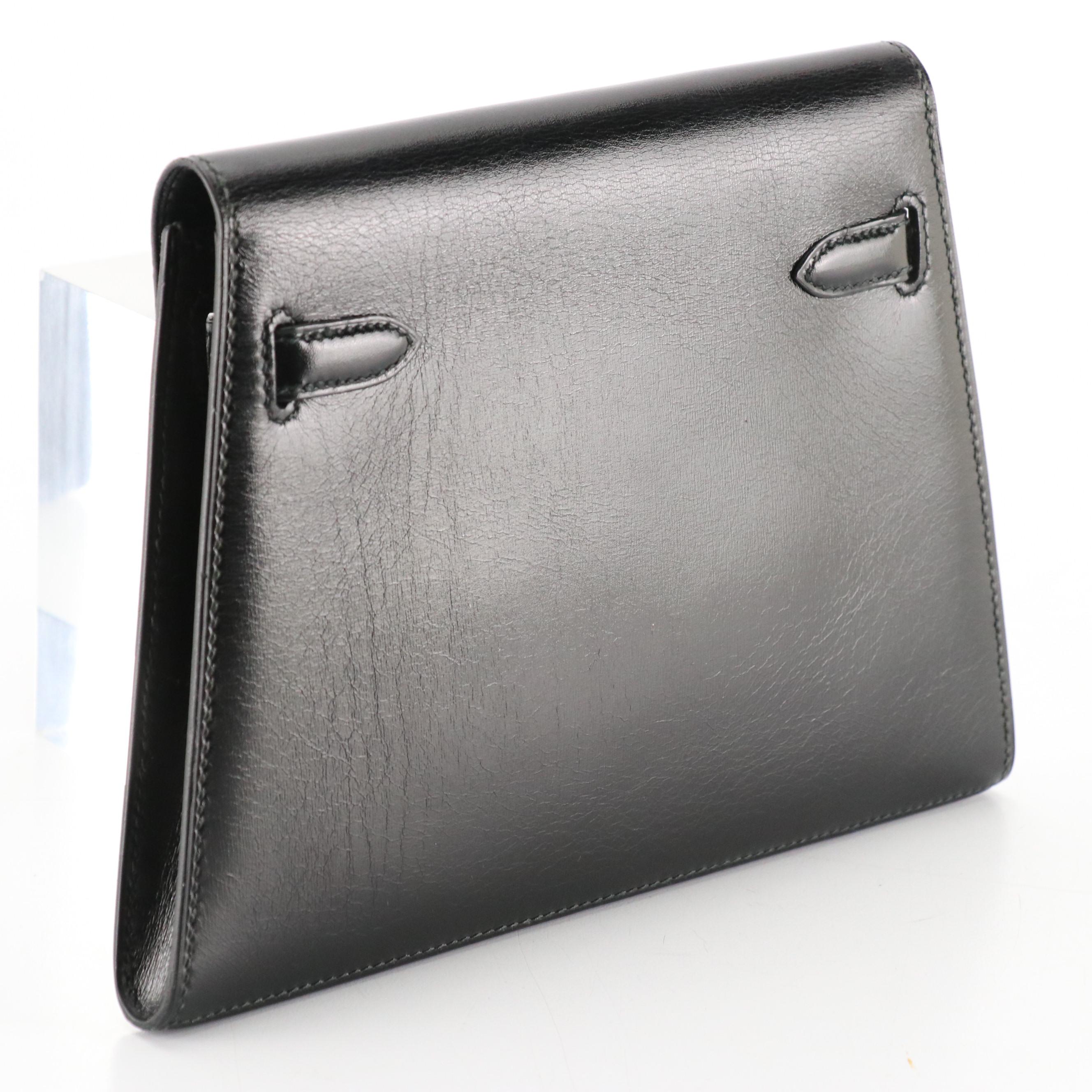 Hermès Kelly Crutch Clutch in Box Calf Leather with Electrum Hardware