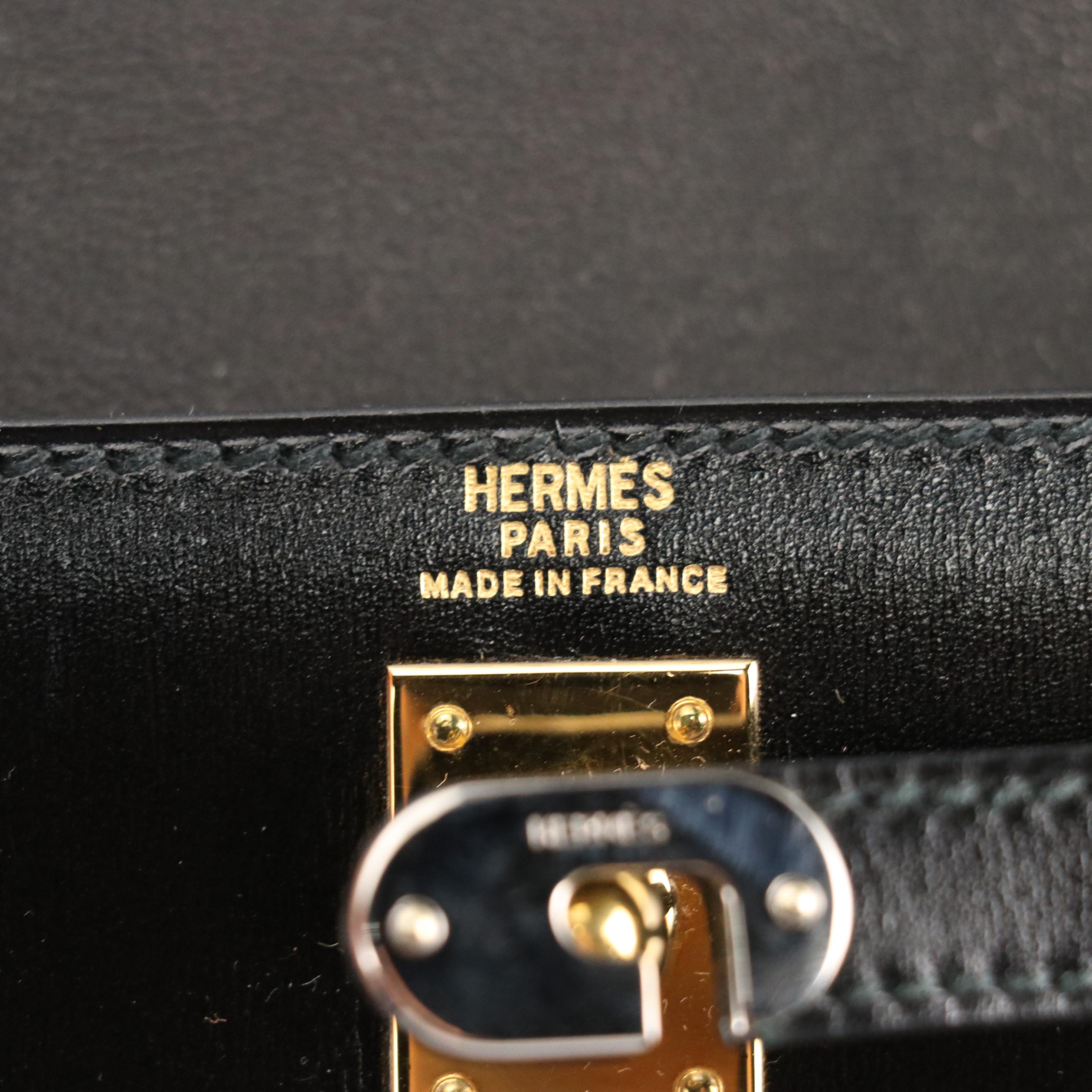Hermès Kelly Crutch Clutch in Box Calf Leather with Electrum Hardware