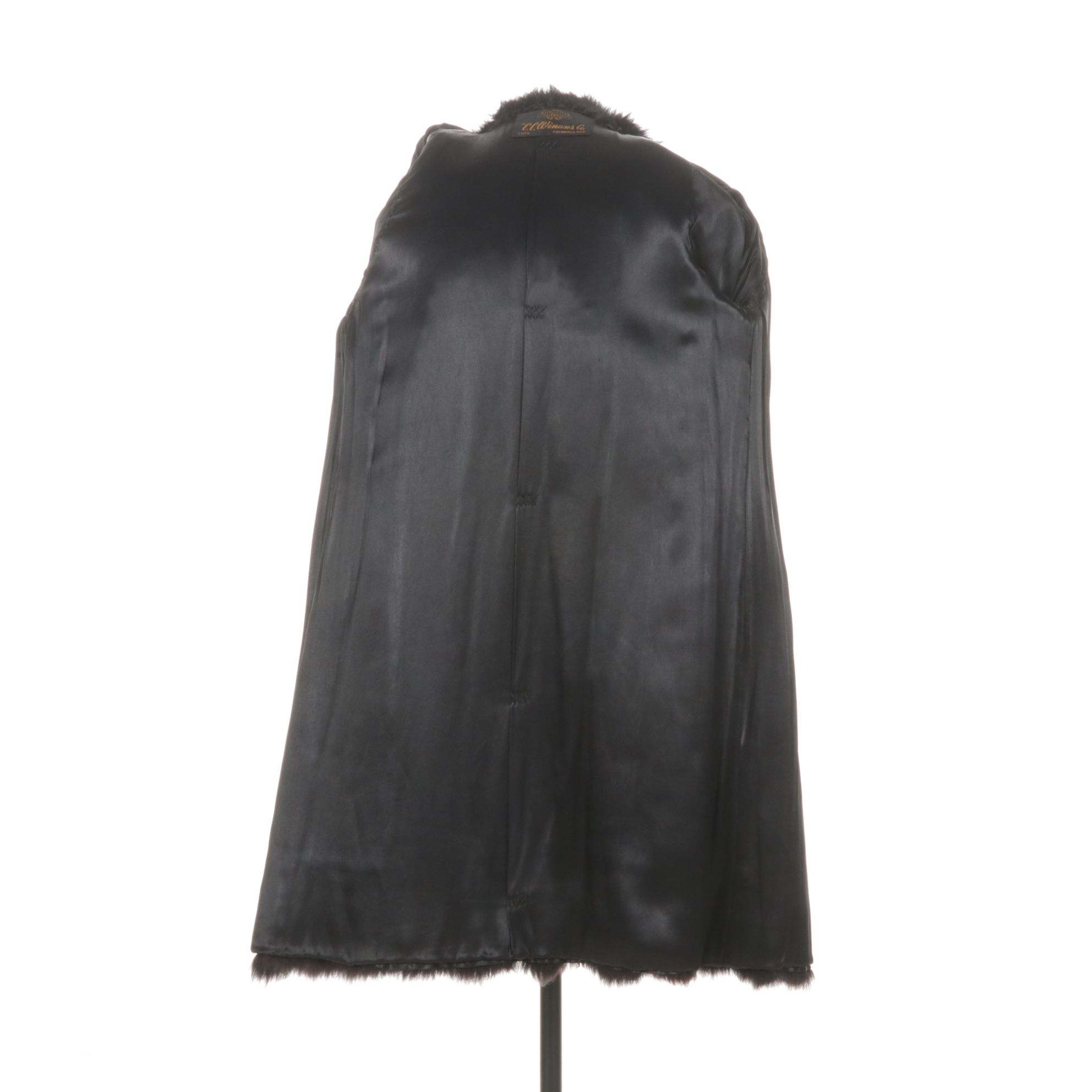 Black Dyed Mink Coat by C.C. Winans Co. Furs, Early-Mid 20th C.