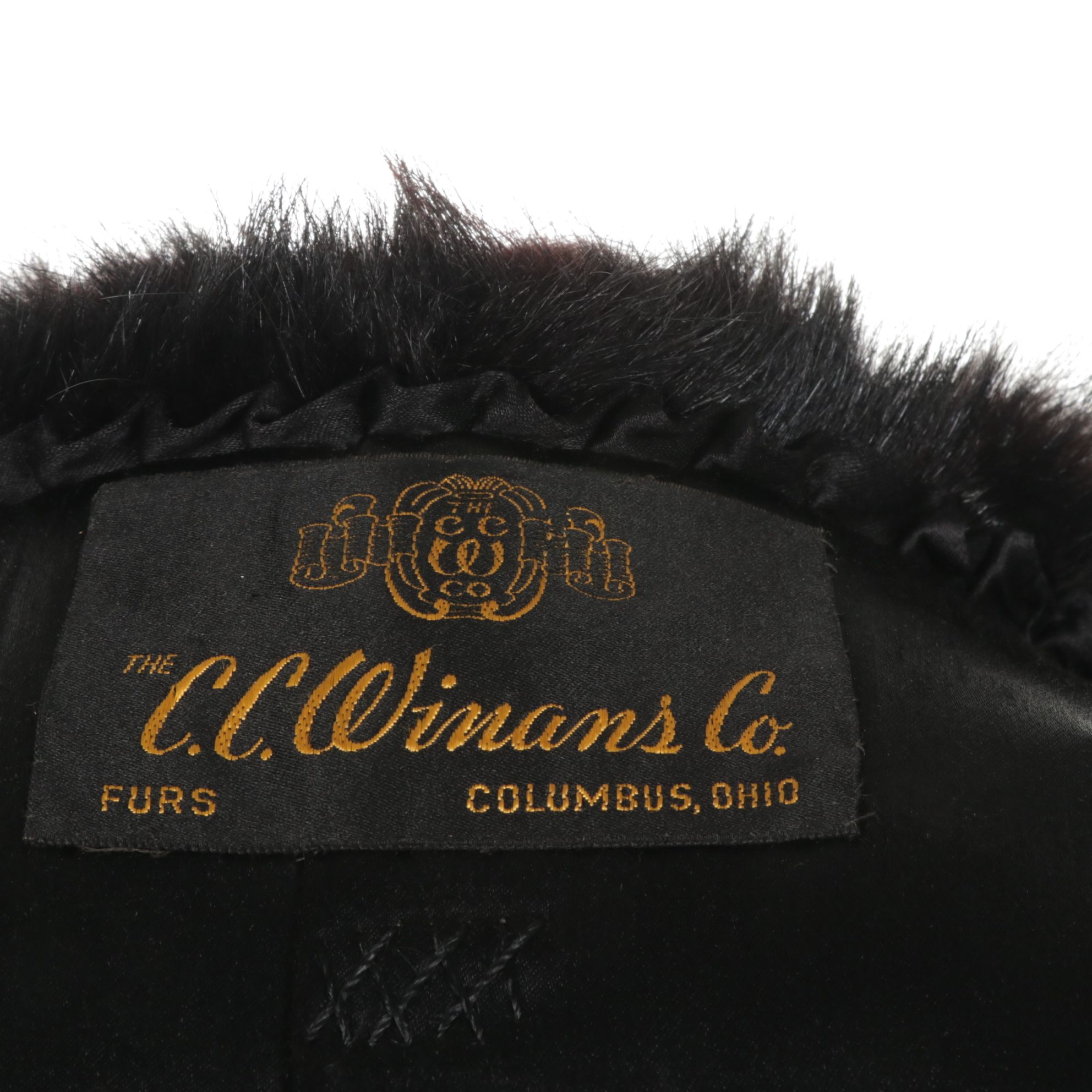 Black Dyed Mink Coat by C.C. Winans Co. Furs, Early-Mid 20th C.