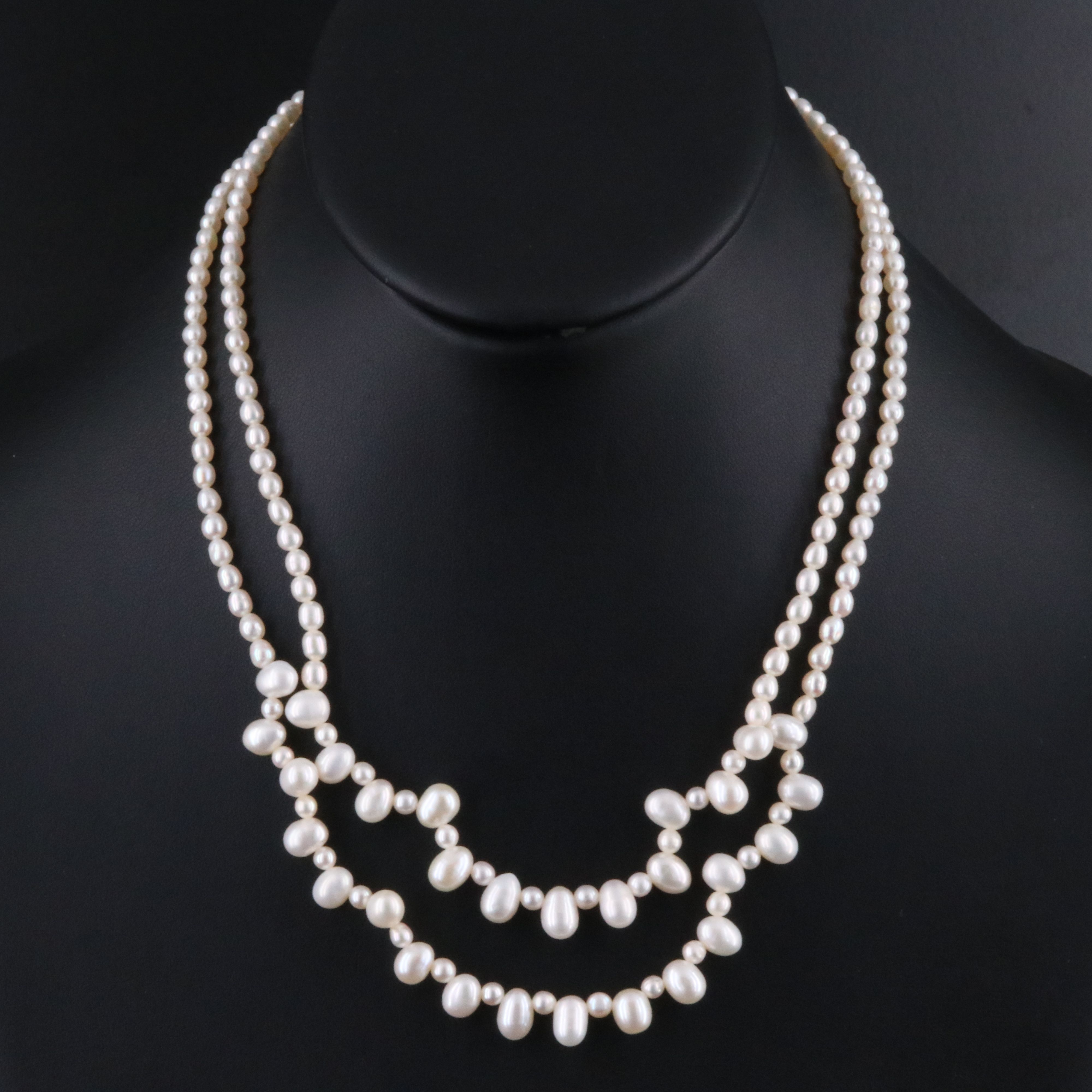 Tasaki Pearl Double Row Necklace with 18K Clasp