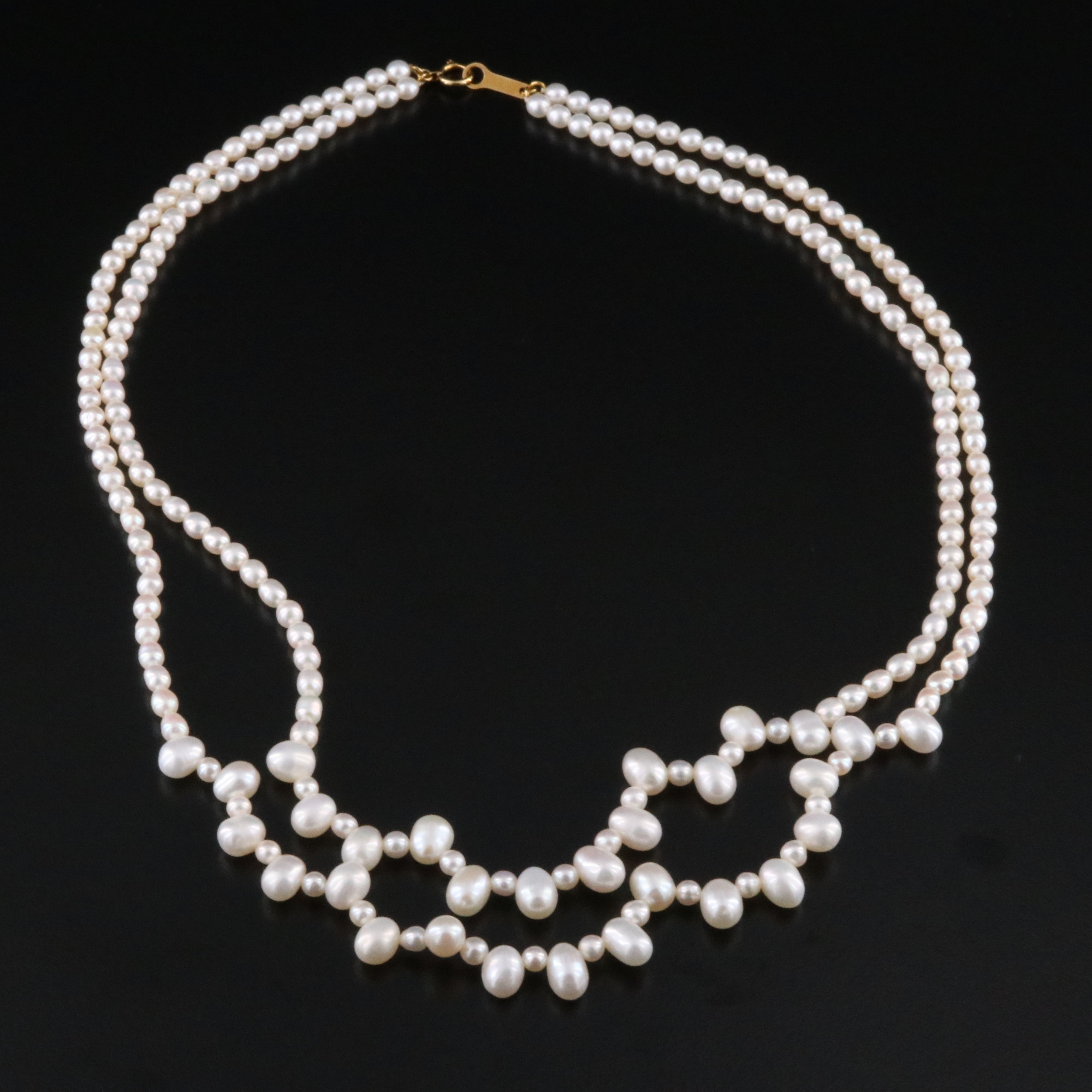 Tasaki Pearl Double Row Necklace with 18K Clasp