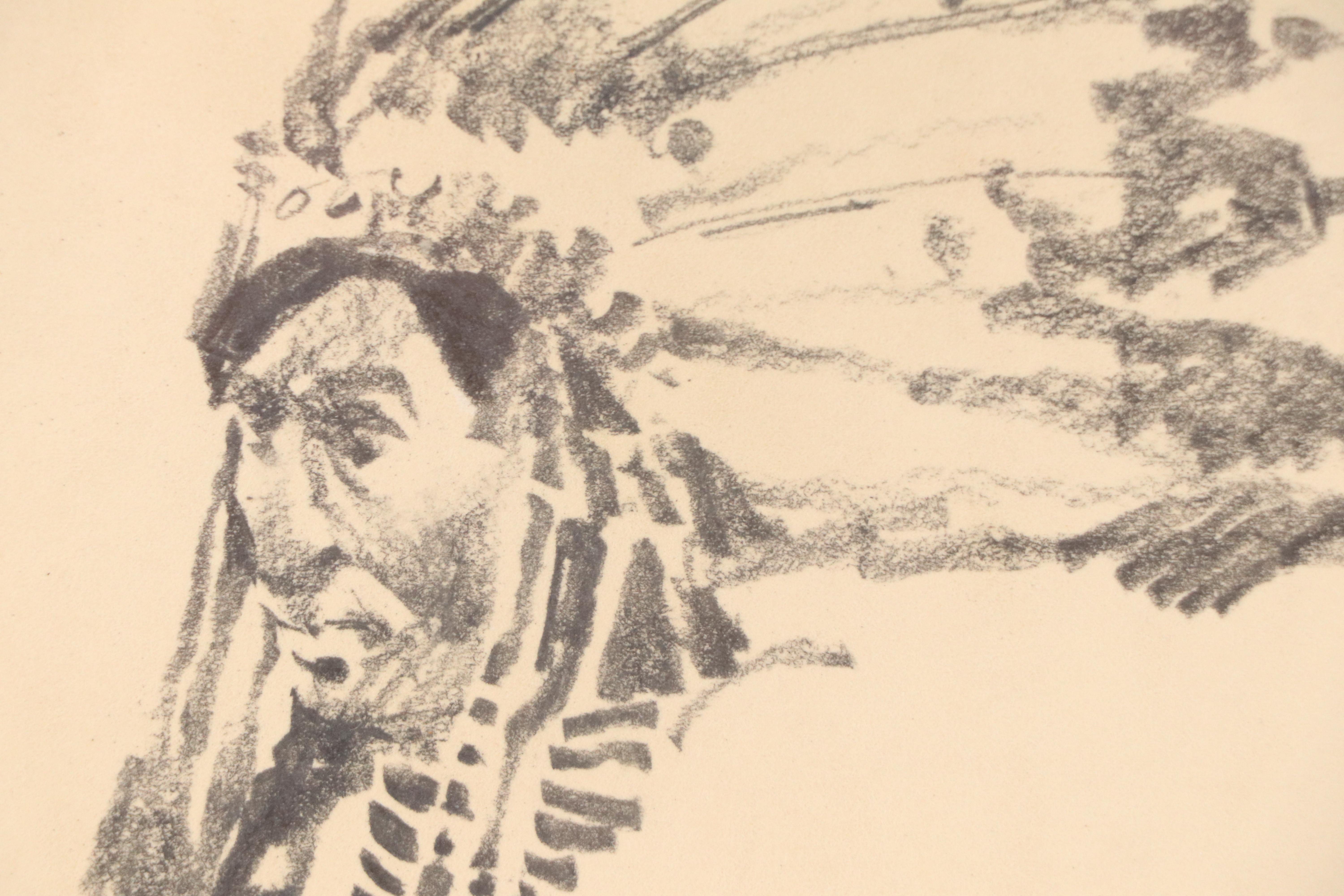 Hollis Wilford Graphite Drawing of Native American Chief