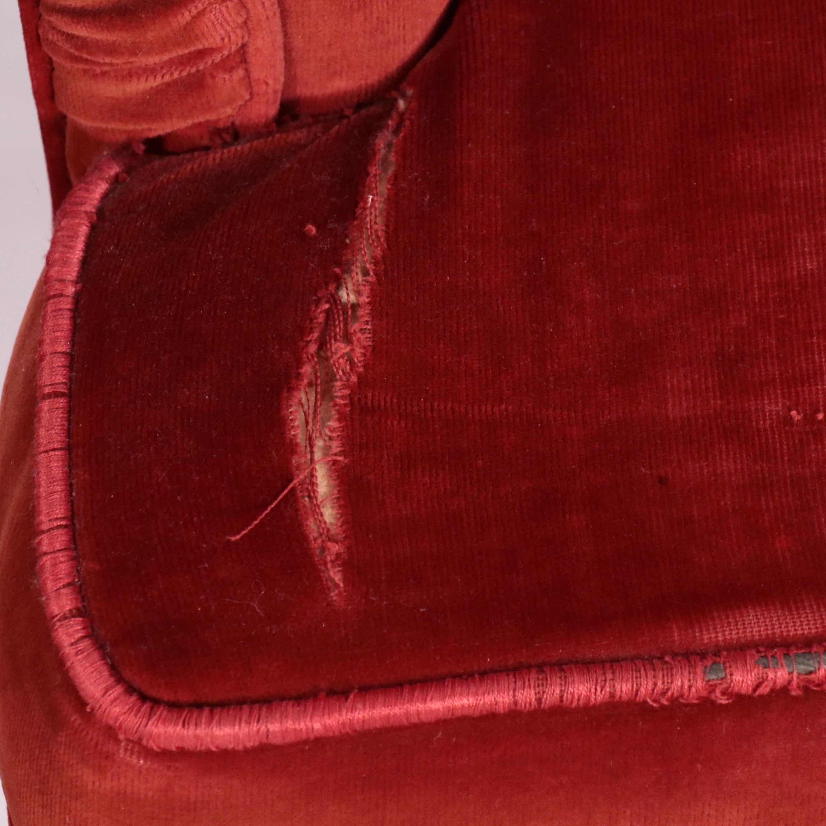 Pair of Regency Style Button-Tufted Velvet Upholstered Armchairs