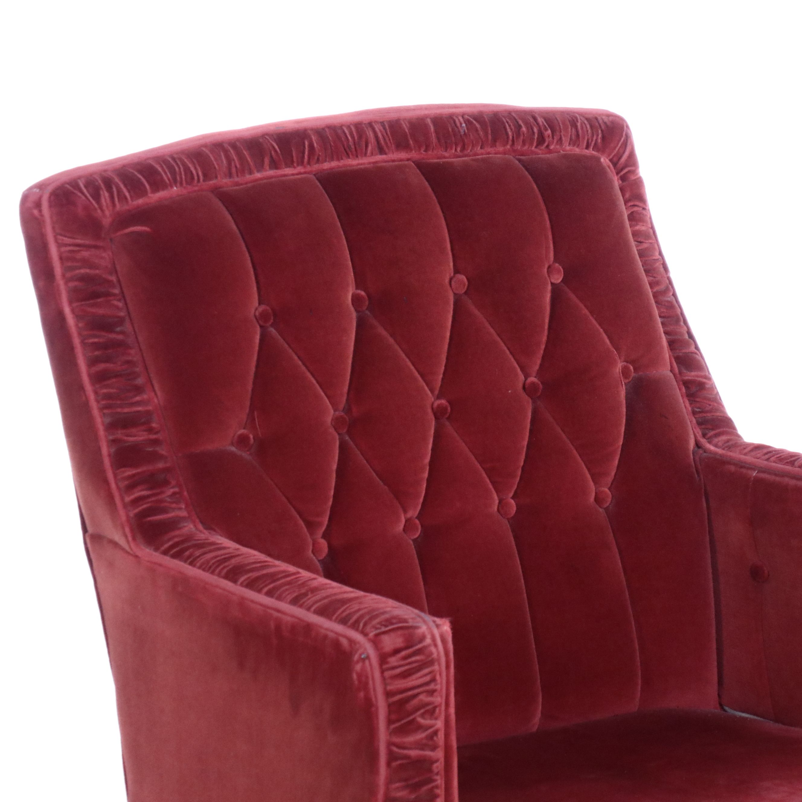 Pair of Regency Style Button-Tufted Velvet Upholstered Armchairs