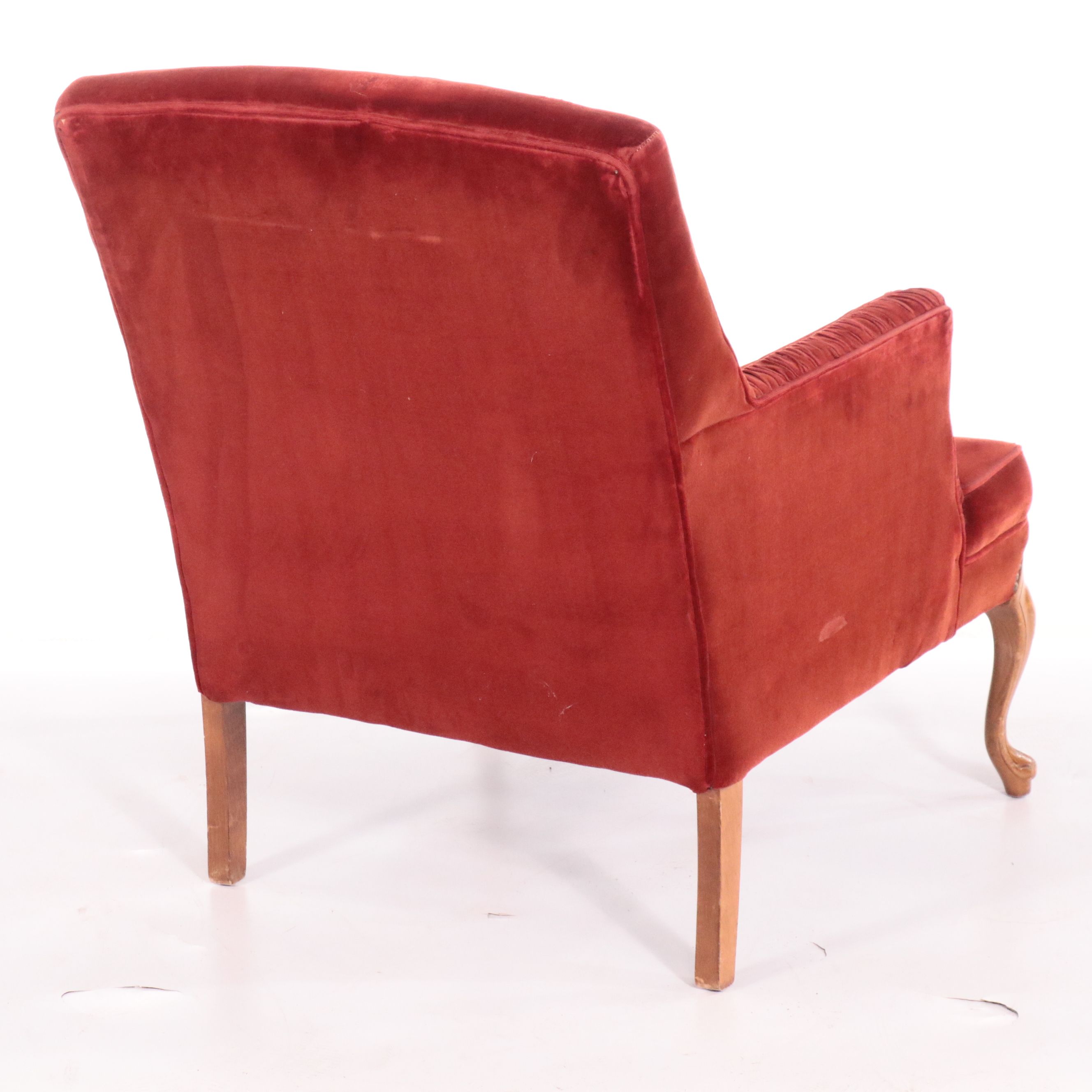 Pair of Regency Style Button-Tufted Velvet Upholstered Armchairs