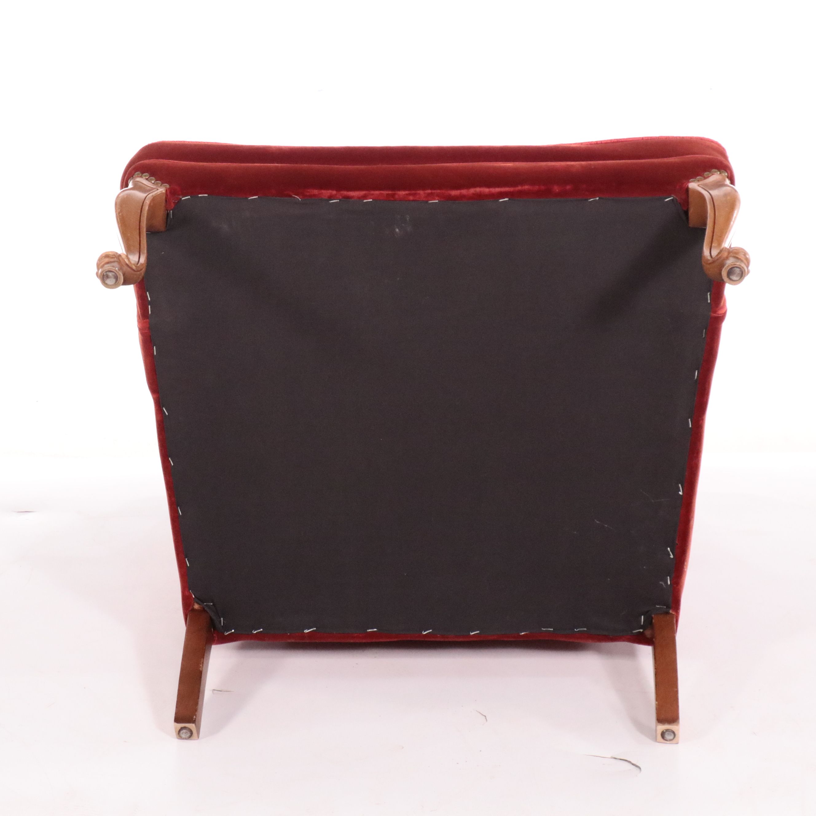 Pair of Regency Style Button-Tufted Velvet Upholstered Armchairs