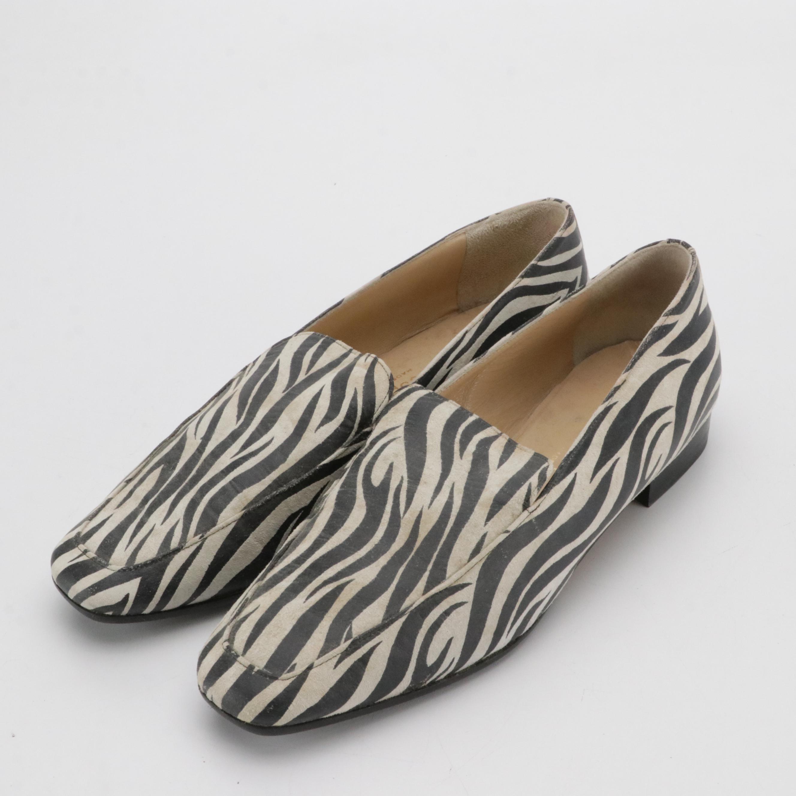 Mauro Vesprini Zebra Print Suede Loafers, Hopman Faded Blue Leather Loafers
