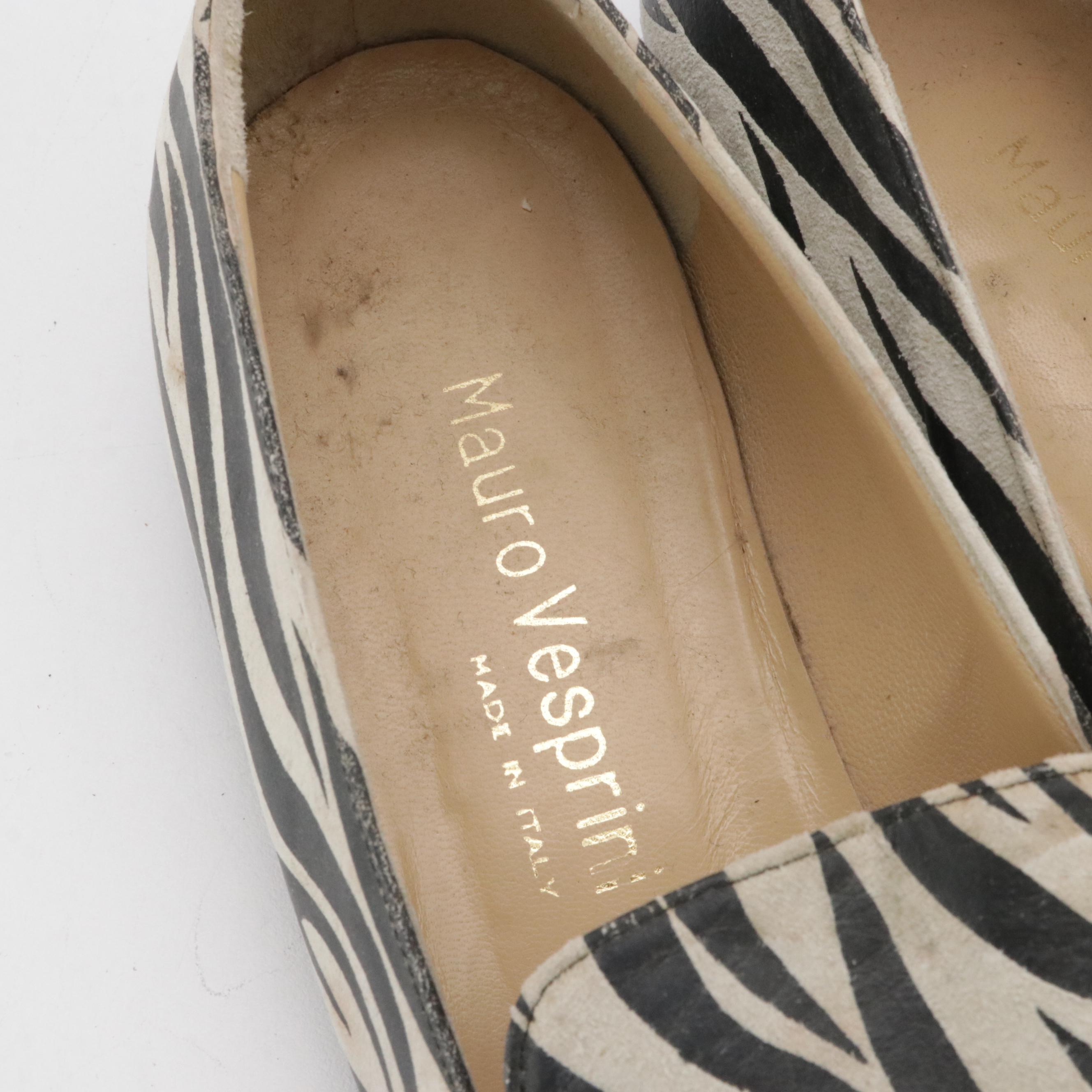 Mauro Vesprini Zebra Print Suede Loafers, Hopman Faded Blue Leather Loafers