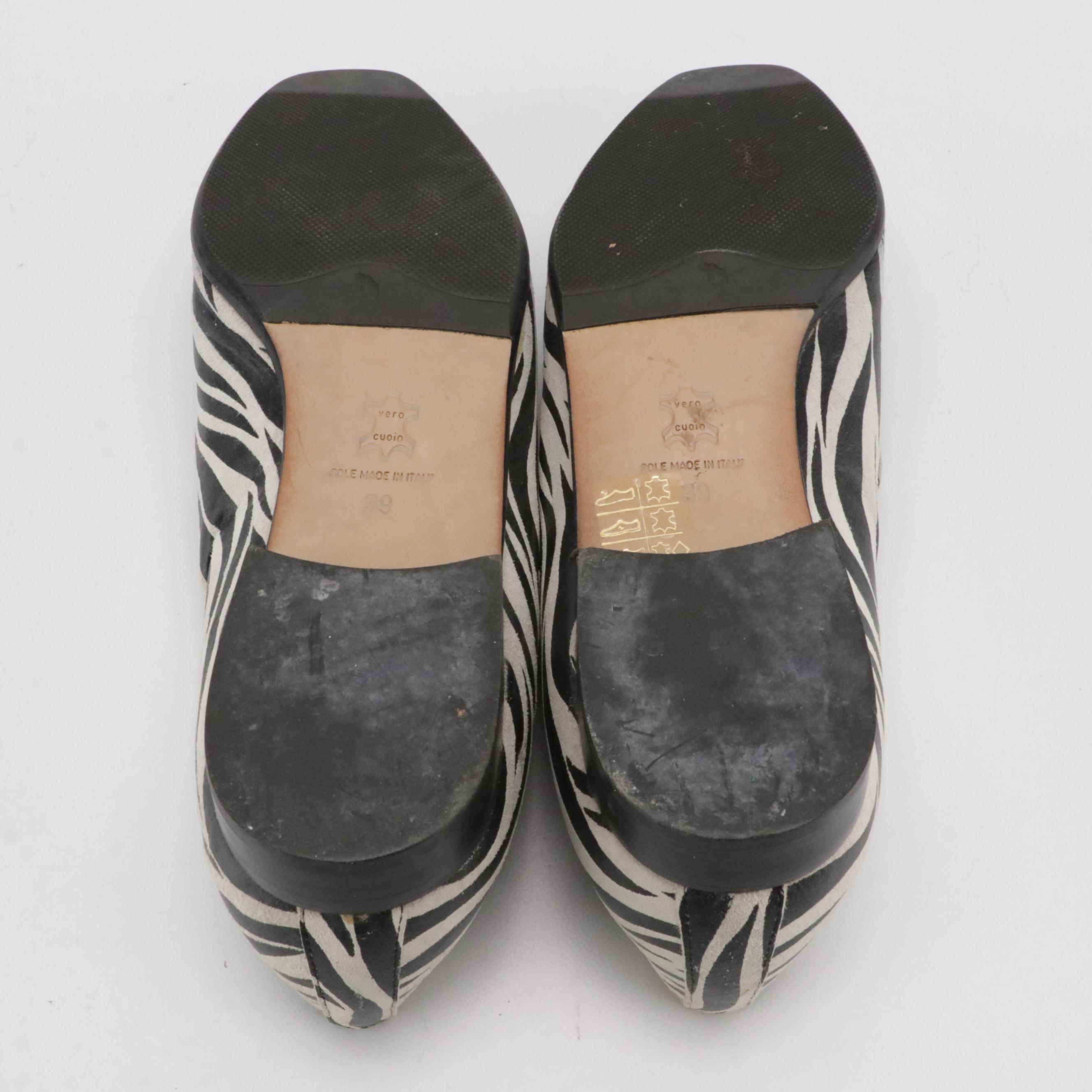 Mauro Vesprini Zebra Print Suede Loafers, Hopman Faded Blue Leather Loafers