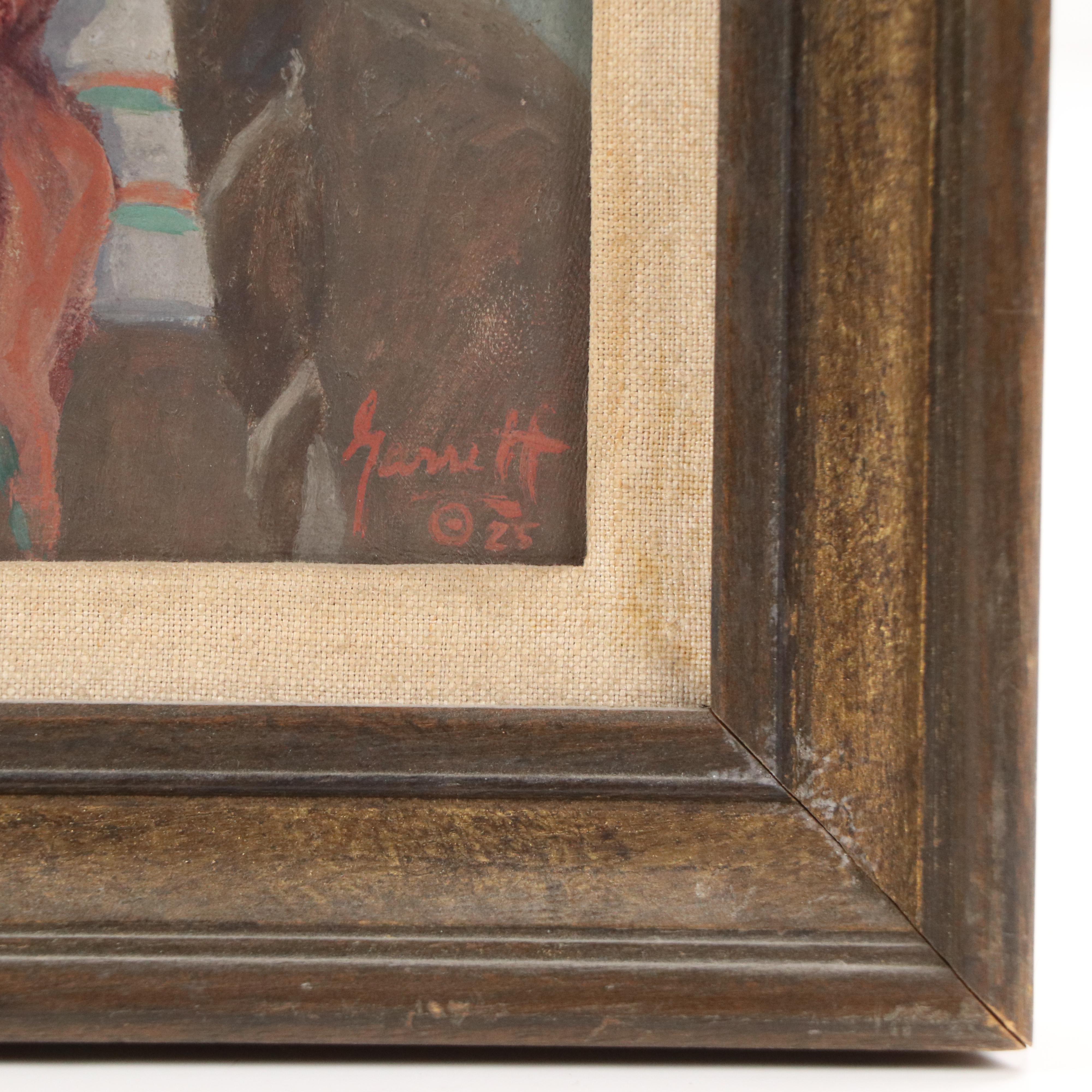 Gustave Henry Garrett Portrait Oil Painting of Native American Man, 1925