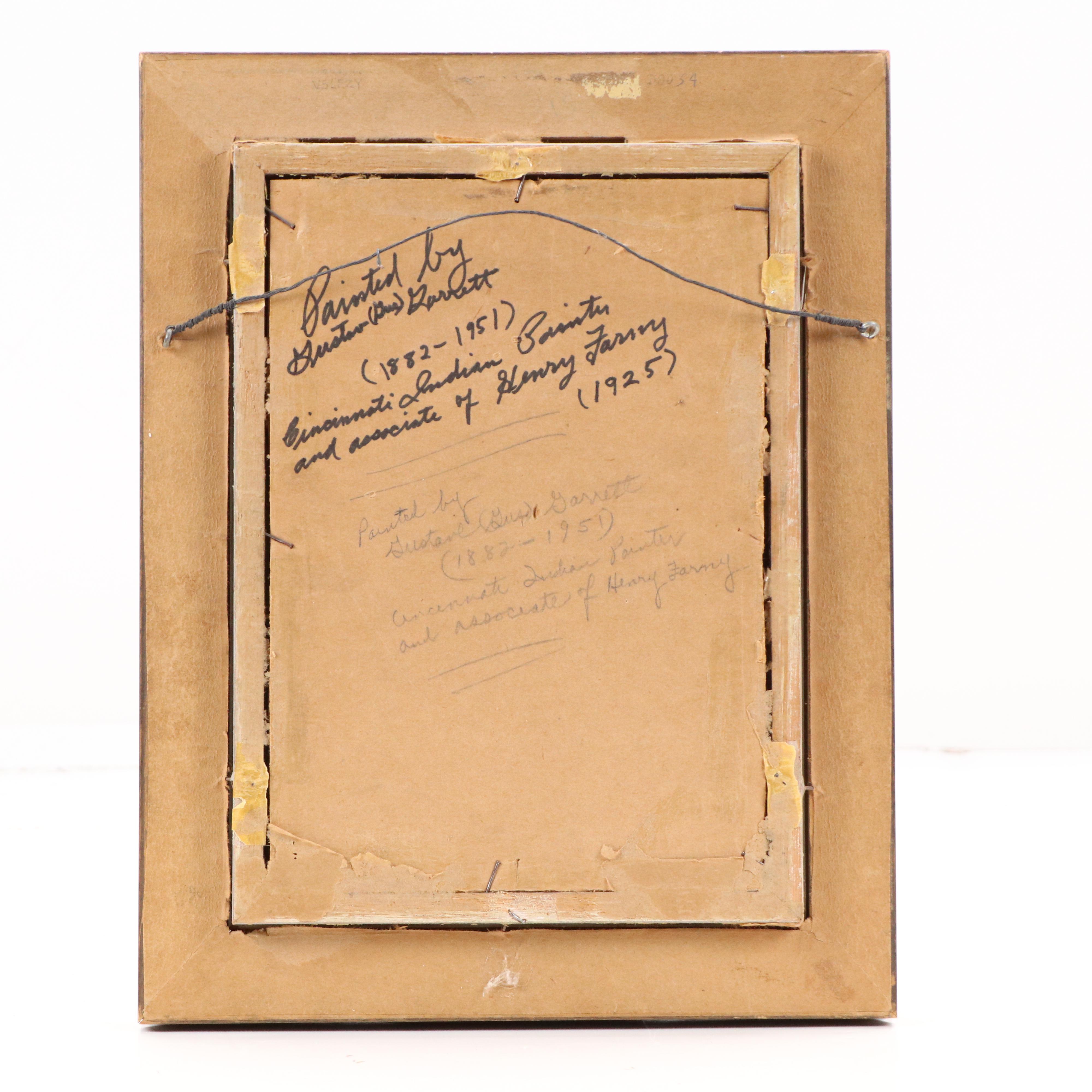 Gustave Henry Garrett Portrait Oil Painting of Native American Man, 1925