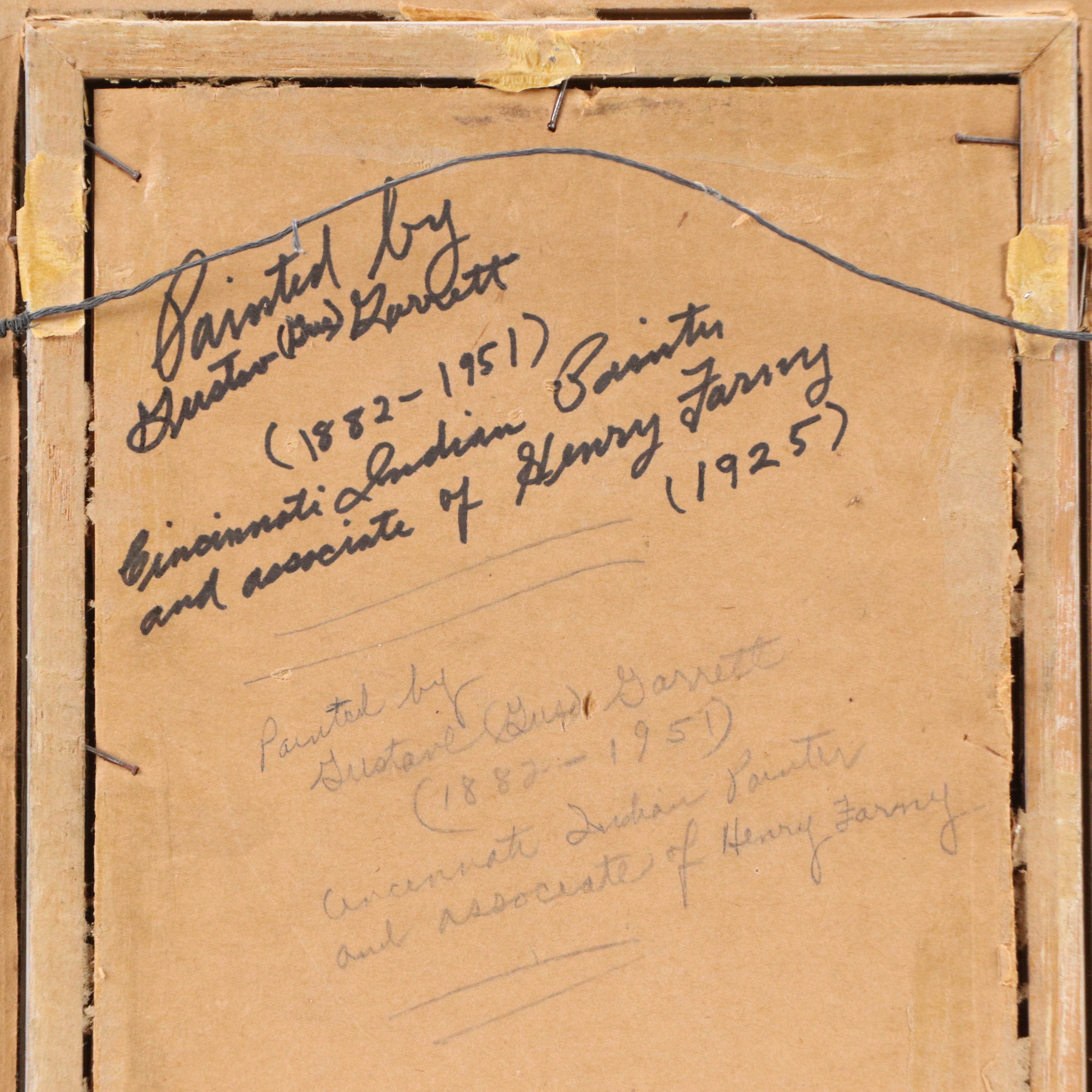 Gustave Henry Garrett Portrait Oil Painting of Native American Man, 1925