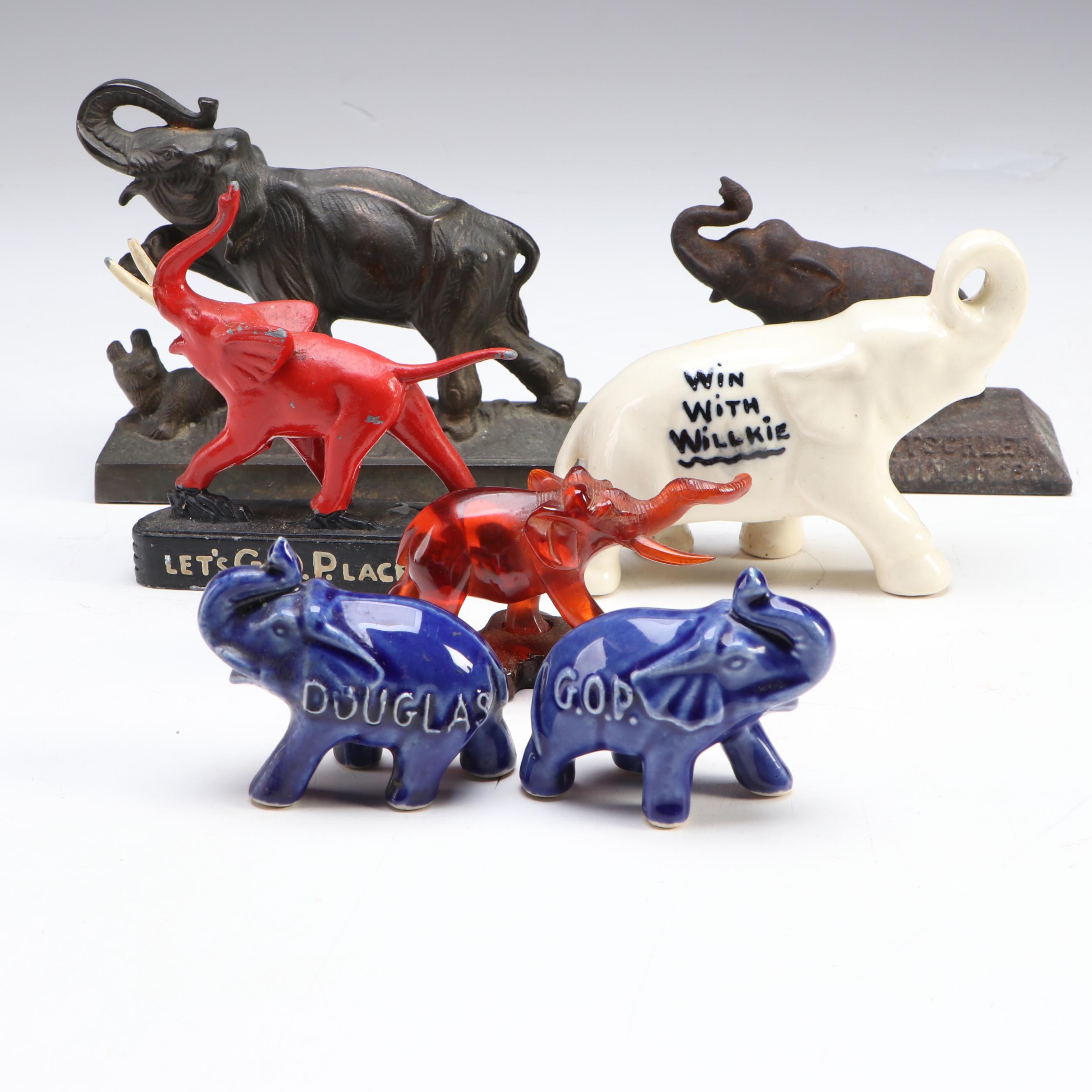 U.S. Senate and Republican Party Cast Iron Elephants and Other Figurines