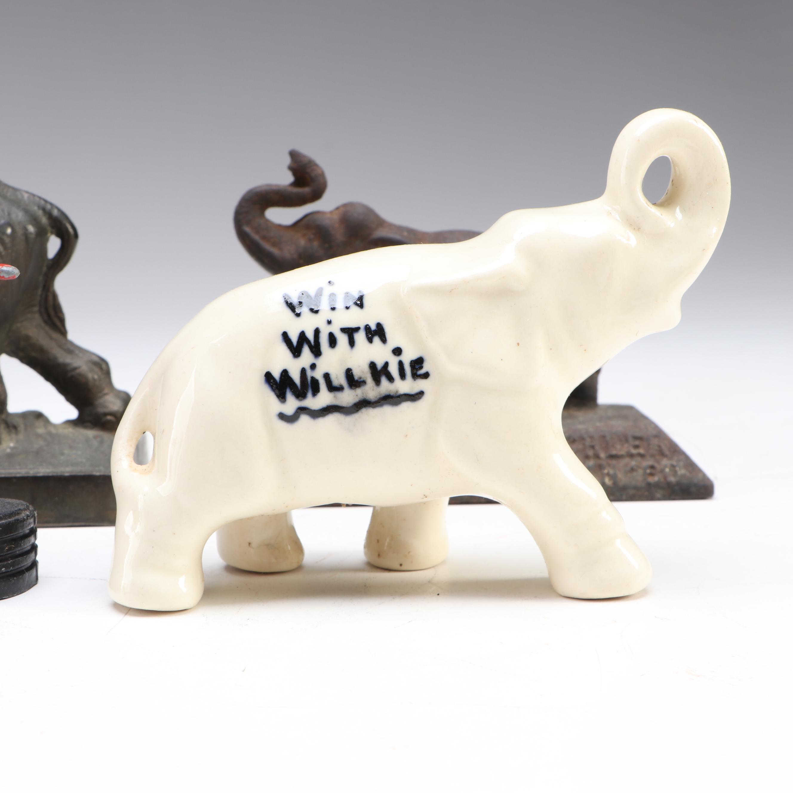 U.S. Senate and Republican Party Cast Iron Elephants and Other Figurines