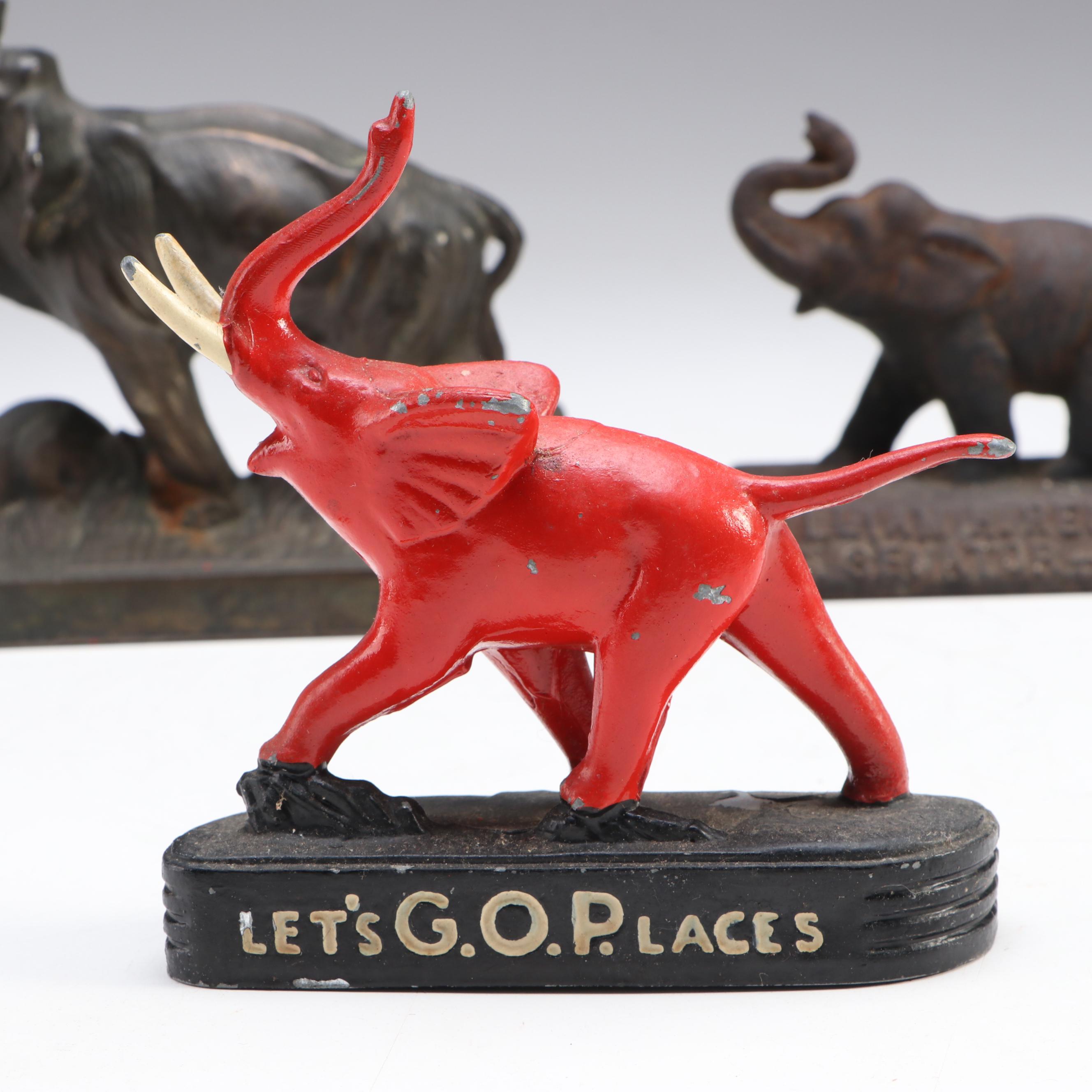 U.S. Senate and Republican Party Cast Iron Elephants and Other Figurines