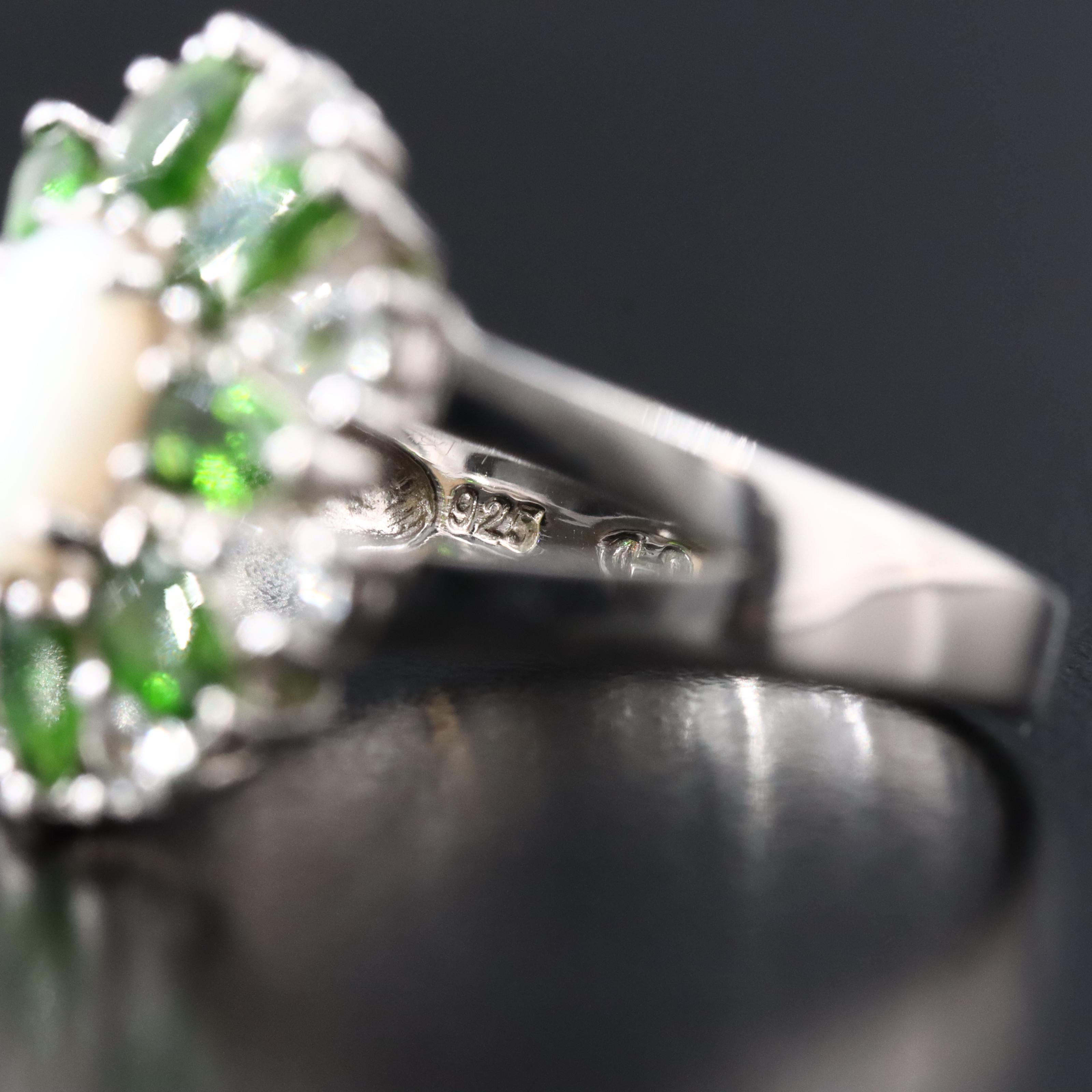 Sterling Opal, Peridot and White Topaz Ring